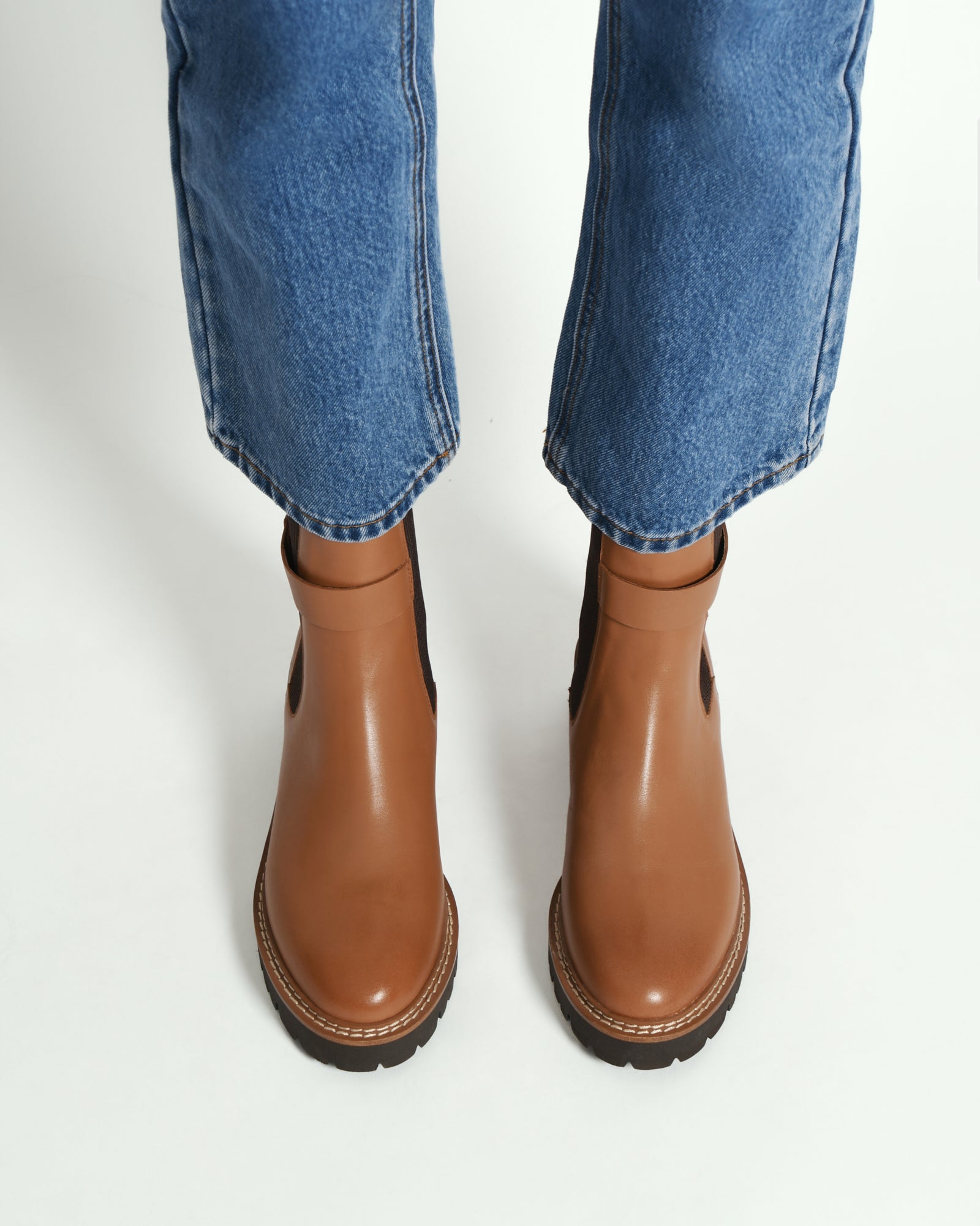 KIKO Women's Flat Ankle Boots - Genuine Leather True Tan - Comfortable & Stylish for Casual Wear, Office & Fall Outfits