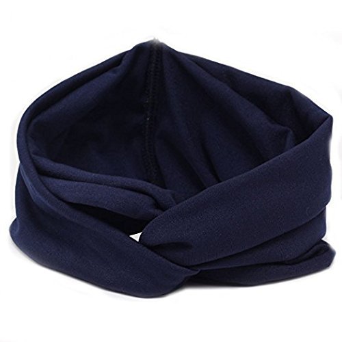 Women's Navy Blue Twist Headbands - Soft & Stretchy Hair Accessories for Workouts, Yoga, and Everyday Style