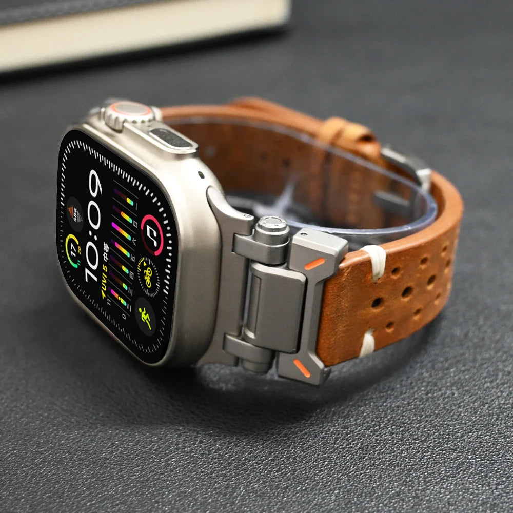 Premium Genuine Leather Bands for Apple Watch - Durable & Stylish Replacement Straps for Workouts, Office & Everyday Wear