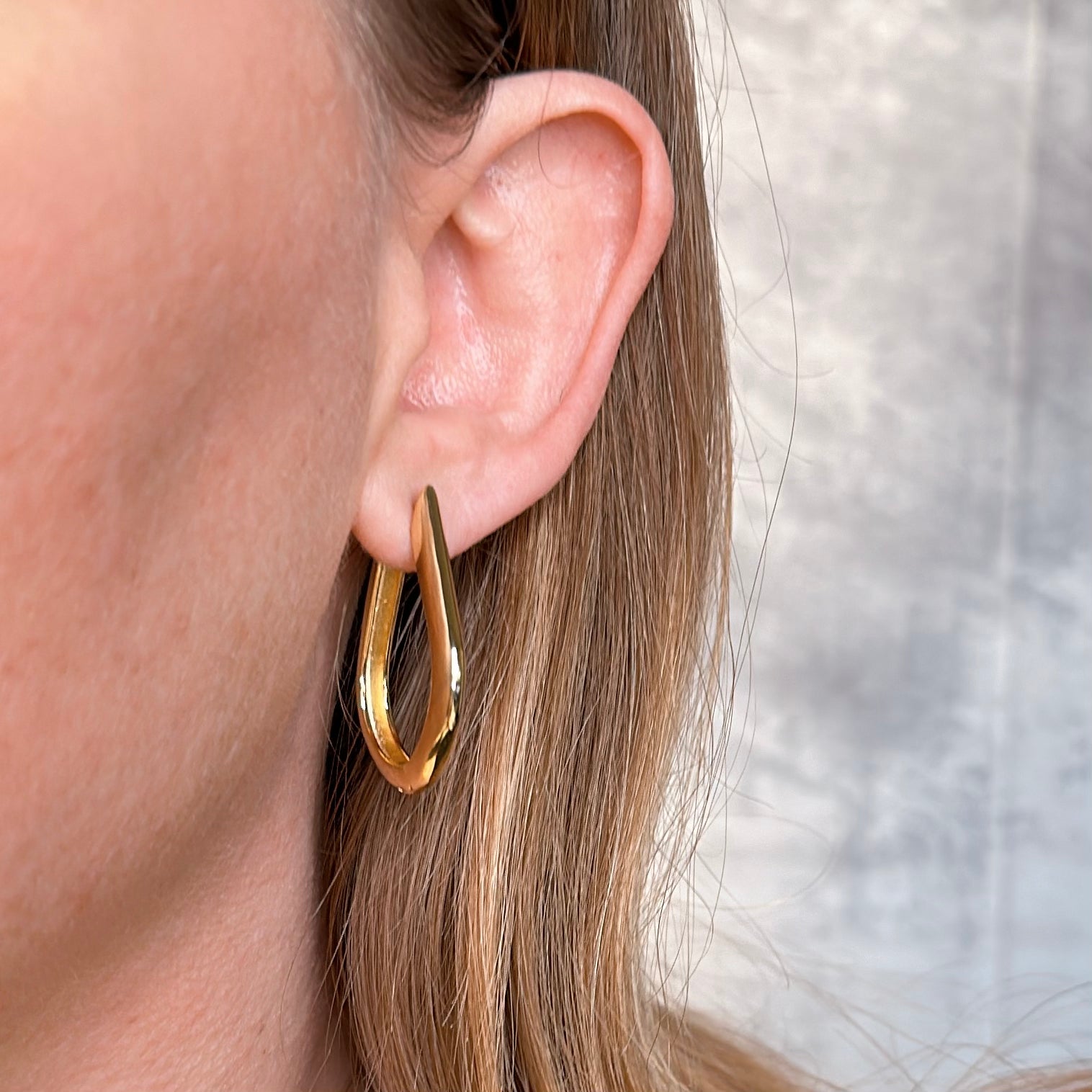 18K Gold Filled Teardrop Hoop Earrings for Women - Elegant Dangle Drop Earrings for Party, Wedding & Everyday Wear