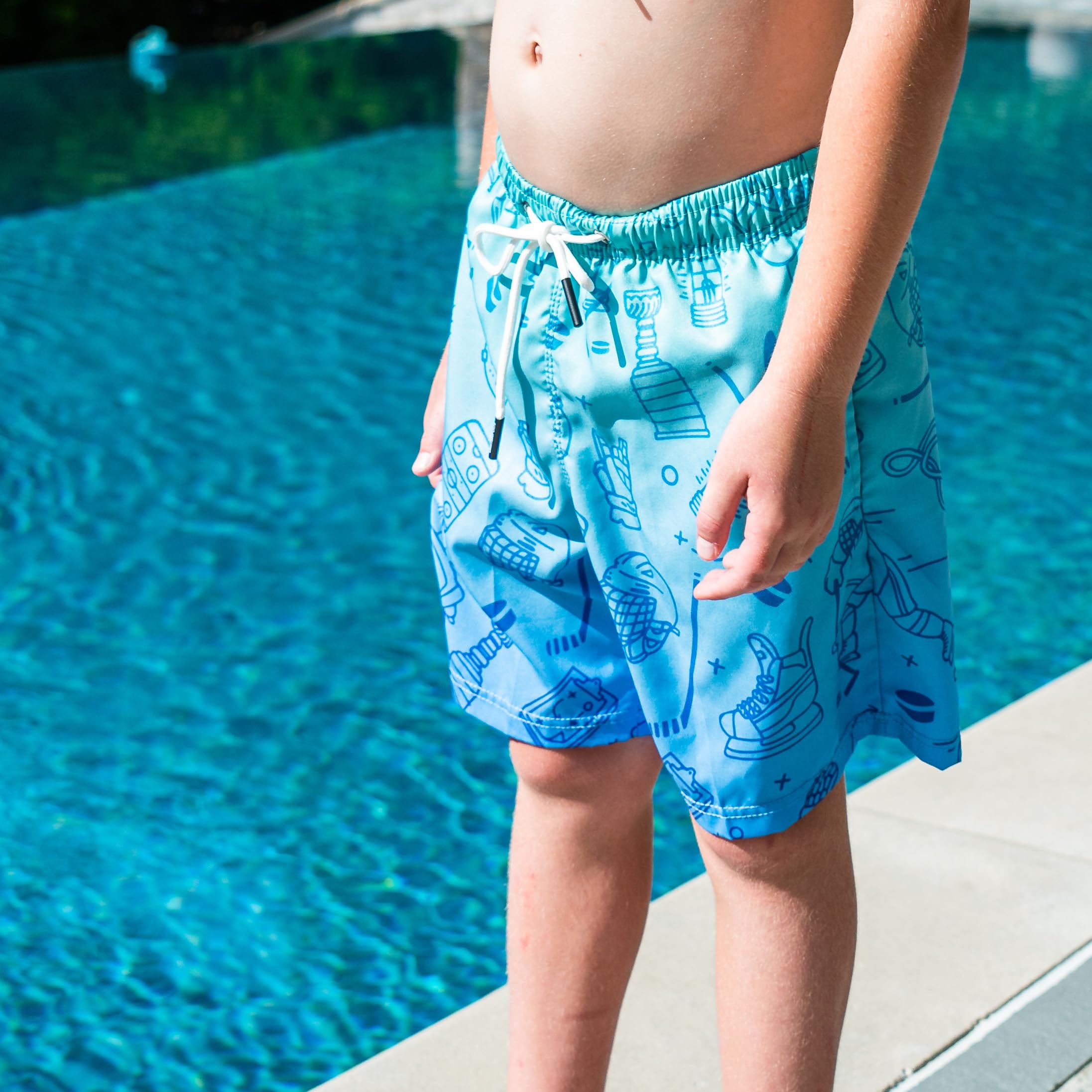 ChalkTalkSPORTS Hockey Swim Trunks for Men & Women - Quick Dry Swim Board Shorts with Comfort Fit - Youth & Adult Sizes - Perfect for Pool, Beach, and Water Sports