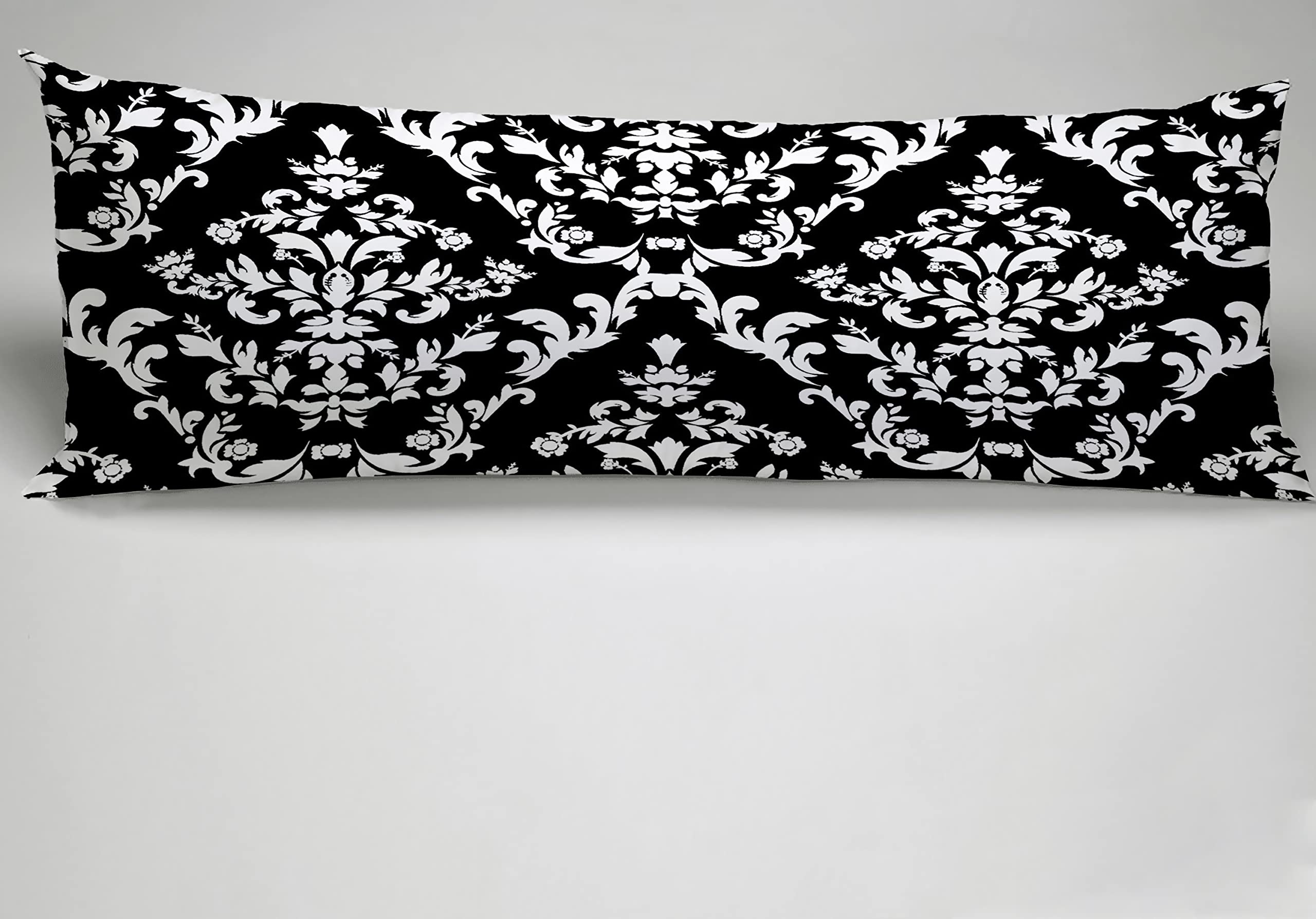 Black and White Damask Body Pillow Cover - 20