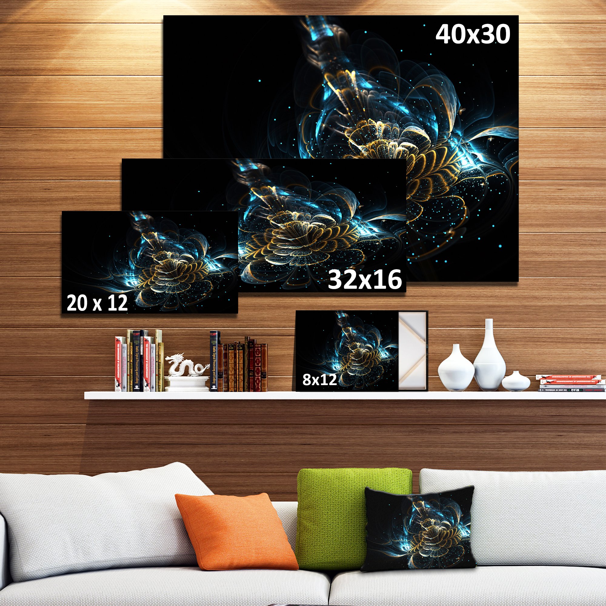 Vibrant Green & Yellow Fractal Floral Art Canvas Print - Modern Home Decor for Living Room, Bedroom & Office
