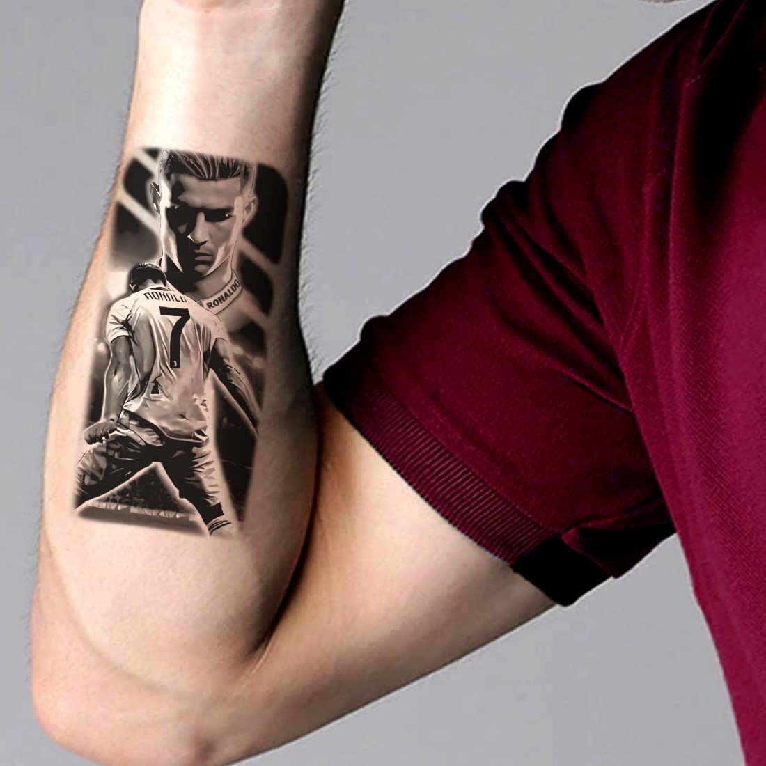 Cristiano Ronaldo Waterproof Temporary Tattoos for Men & Women - Long Lasting Fake Body Art for Football Fans, Parties & Costume Events