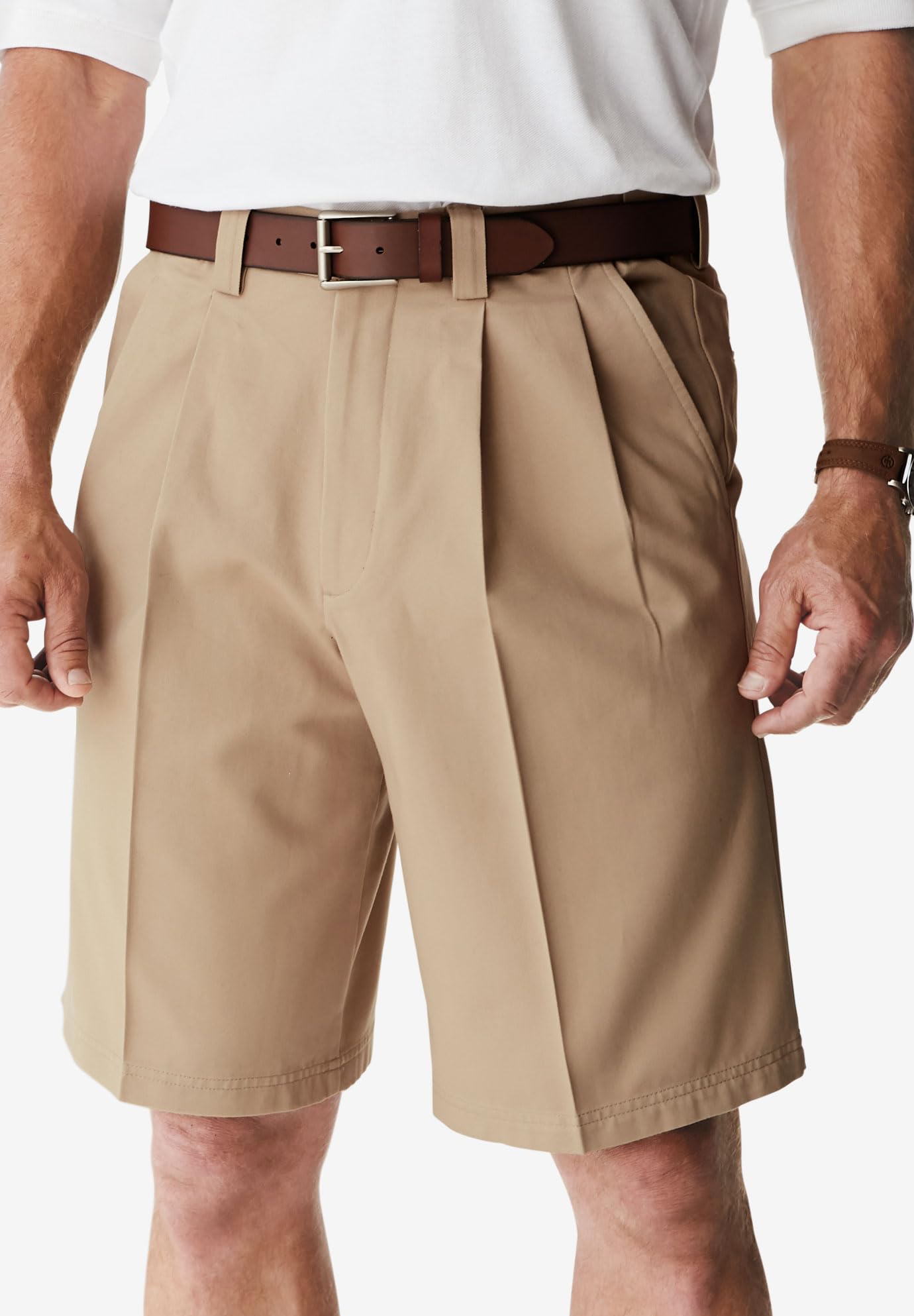 KingSize Men's Big & Tall Wrinkle-Free Pleated Front Shorts with Expandable Waist - Comfortable Casual Wear for Summer & Travel