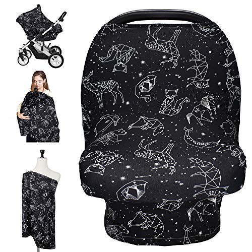 Premium Nursing Cover & Car Seat Canopy - Large Multi-Use Baby Cover for Breastfeeding, Strollers, Shopping Carts & High Chairs - Soft Breathable Fabric for Boys & Girls - Perfect for On-the-Go Moms