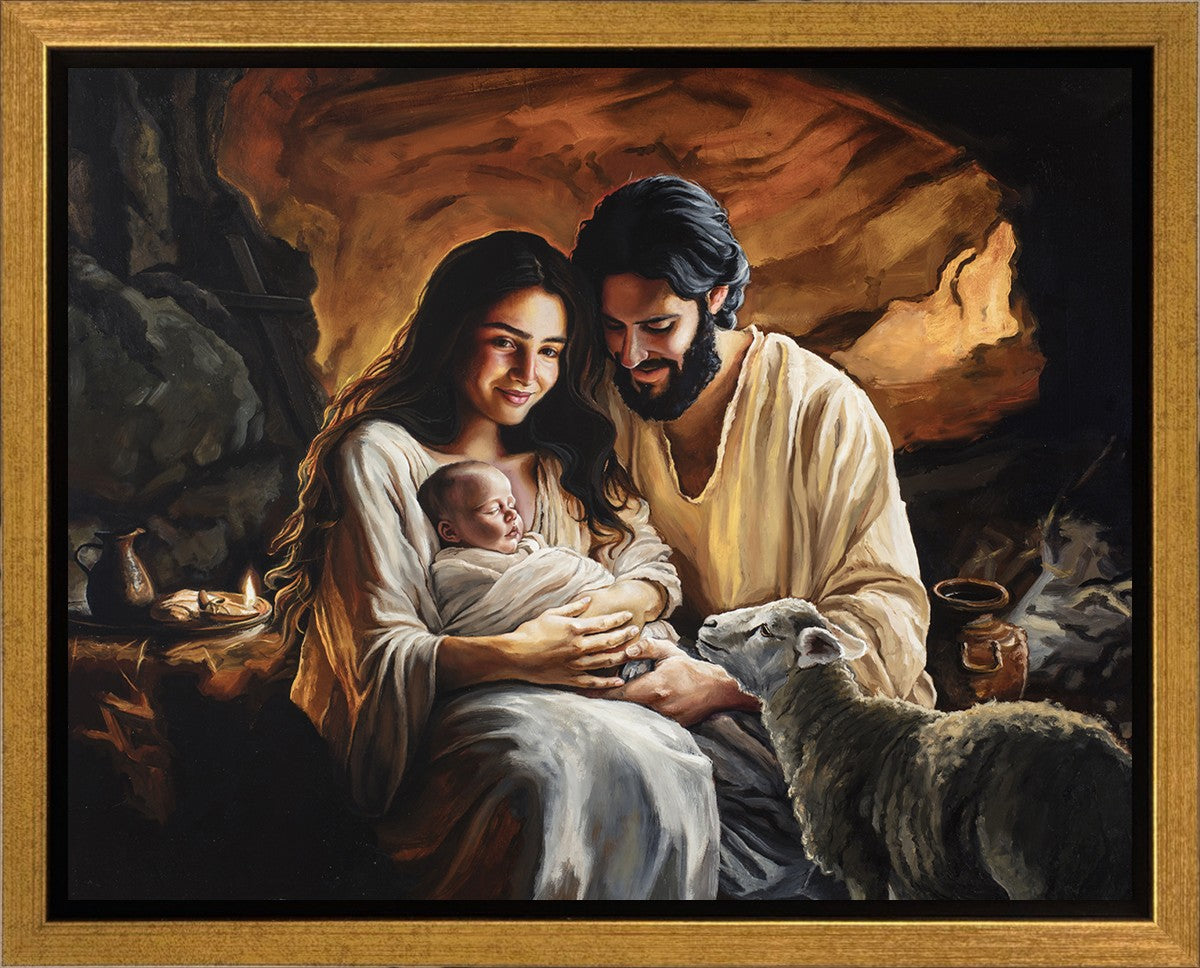 Born is The Lamb Gallery Wrap Canvas Art - Religious Wall Decor for Home, Church & Office - Perfect for Living Room, Bedroom & Worship Spaces
