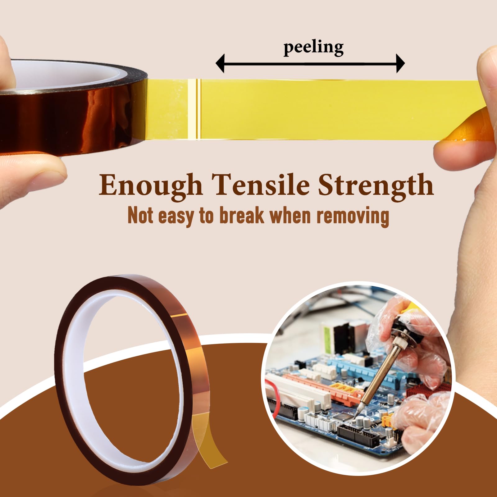 High-Temp Polyimide Heat Tape for Sublimation - 4 Rolls 10mm x 33m (108ft) Heat Resistant Adhesive Tape for Heat Press, CPU & PCB Protection - No Residue, Professional Grade - Ideal for T-Shirt Printing, Electronics Repair & DIY Craft Projects