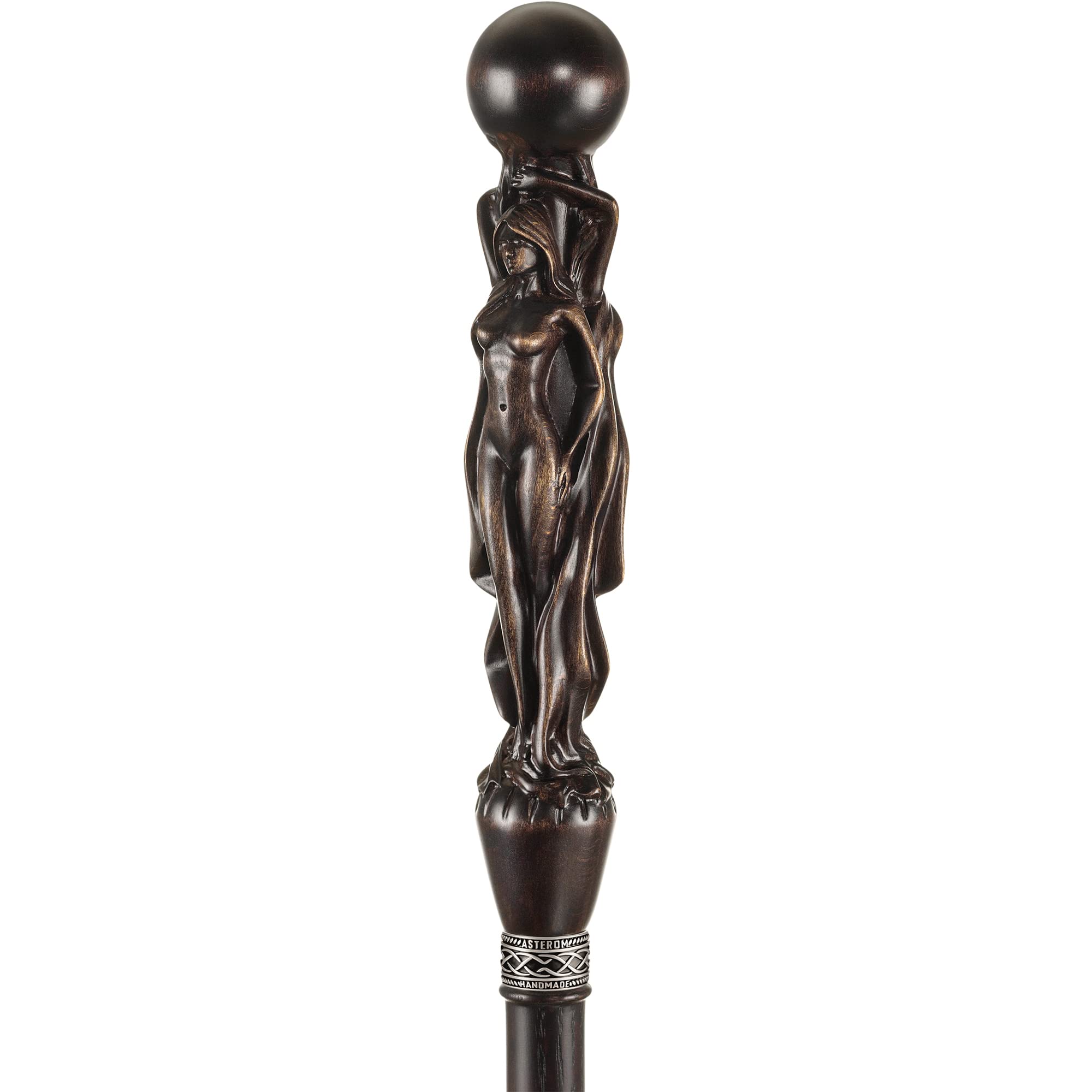 Handcrafted Wooden Walking Cane for Men - Gemini Design - Unique Carved Walking Stick - Fashionable Mobility Aid for Seniors & Style-Conscious Gentlemen - Perfect for Hiking, Travel & Everyday Support
