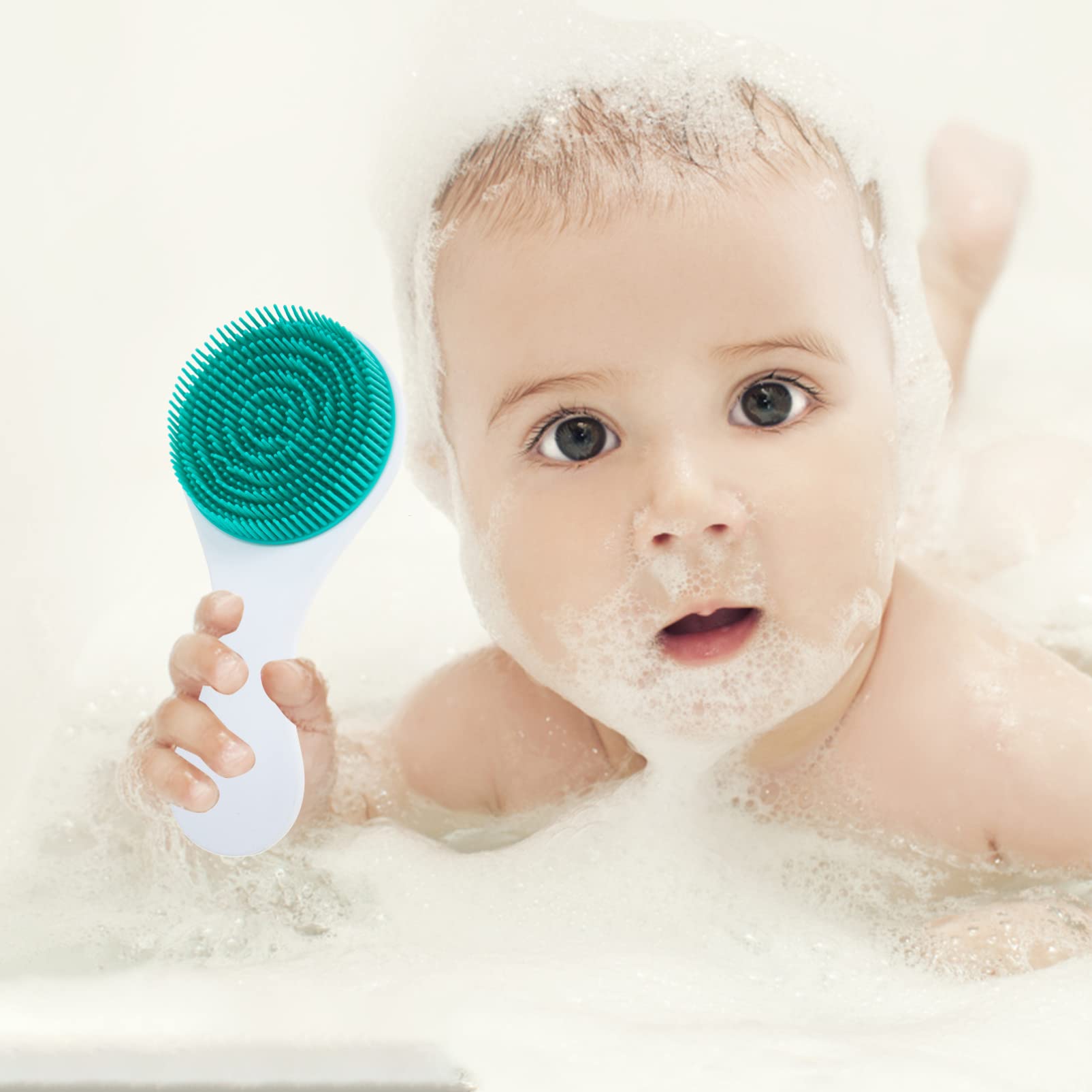 Baby Bath Brush - Silicone Shampoo Scrubber for Newborns & Kids - Gentle Exfoliator & Massage Brush for Bath Time