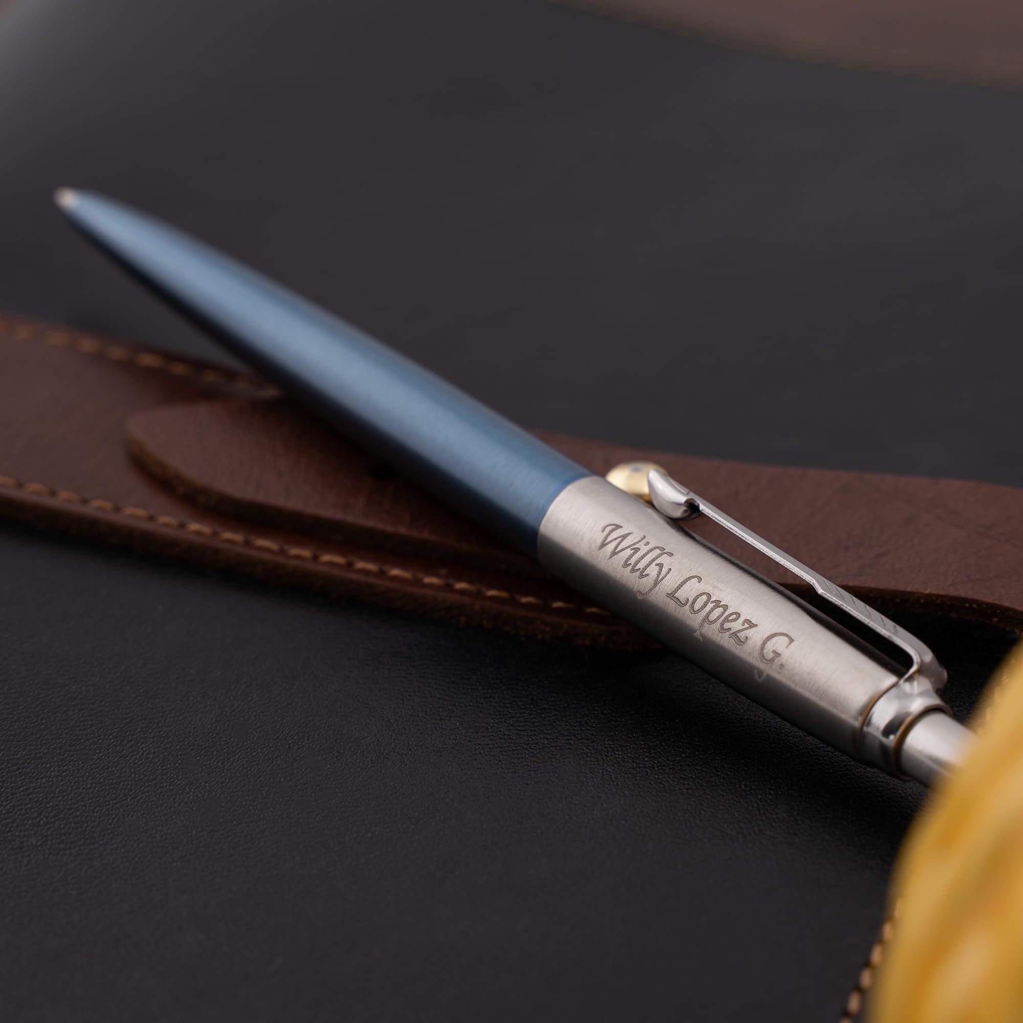 Personalized Engraved Parker Jotter Ballpoint Pen - Waterloo Blue with Black Ink Refill | Premium Gift for Graduation, Office & Business Professionals | Smooth Writing for Everyday Use, Meetings & Note Taking