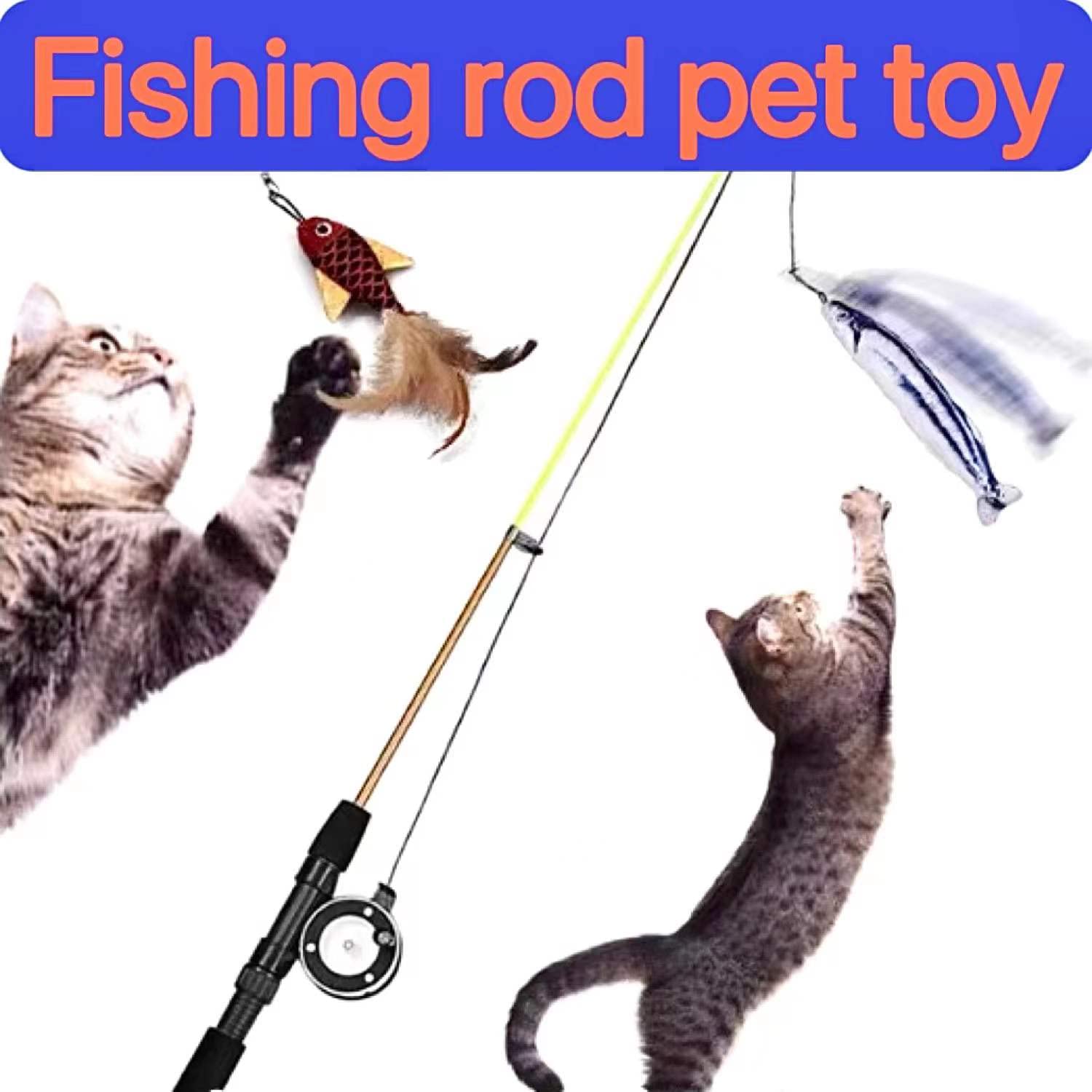 Best Interactive Cat Fishing Pole Toy - Retractable Teaser Wand with Reel & Feather Mouse - Perfect for Indoor Cats & Kittens - Great for Playtime, Exercise and Bonding with Your Feline Friend