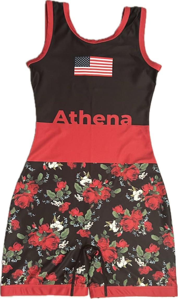 Athena Wrestling - Red Rose Women's & Girls' Singlet | Competition & Training Outfit for Female Wrestlers