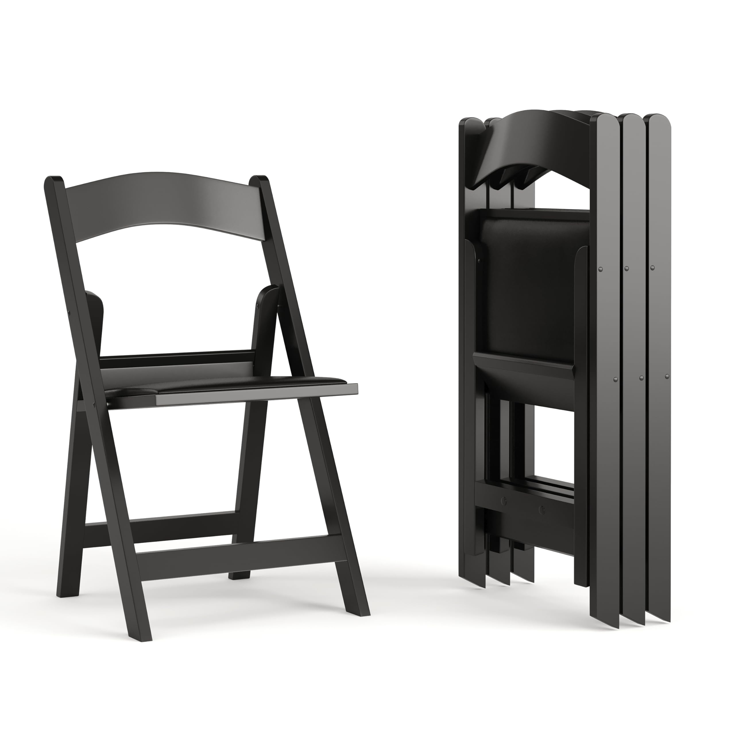 EMMA + OLIVER 4-Pack Black Resin Folding Chairs - 800LB Weight Capacity, Lightweight & Comfortable Event Chairs for Indoor/Outdoor Use - Perfect for Parties, Weddings, Picnics, and Camping