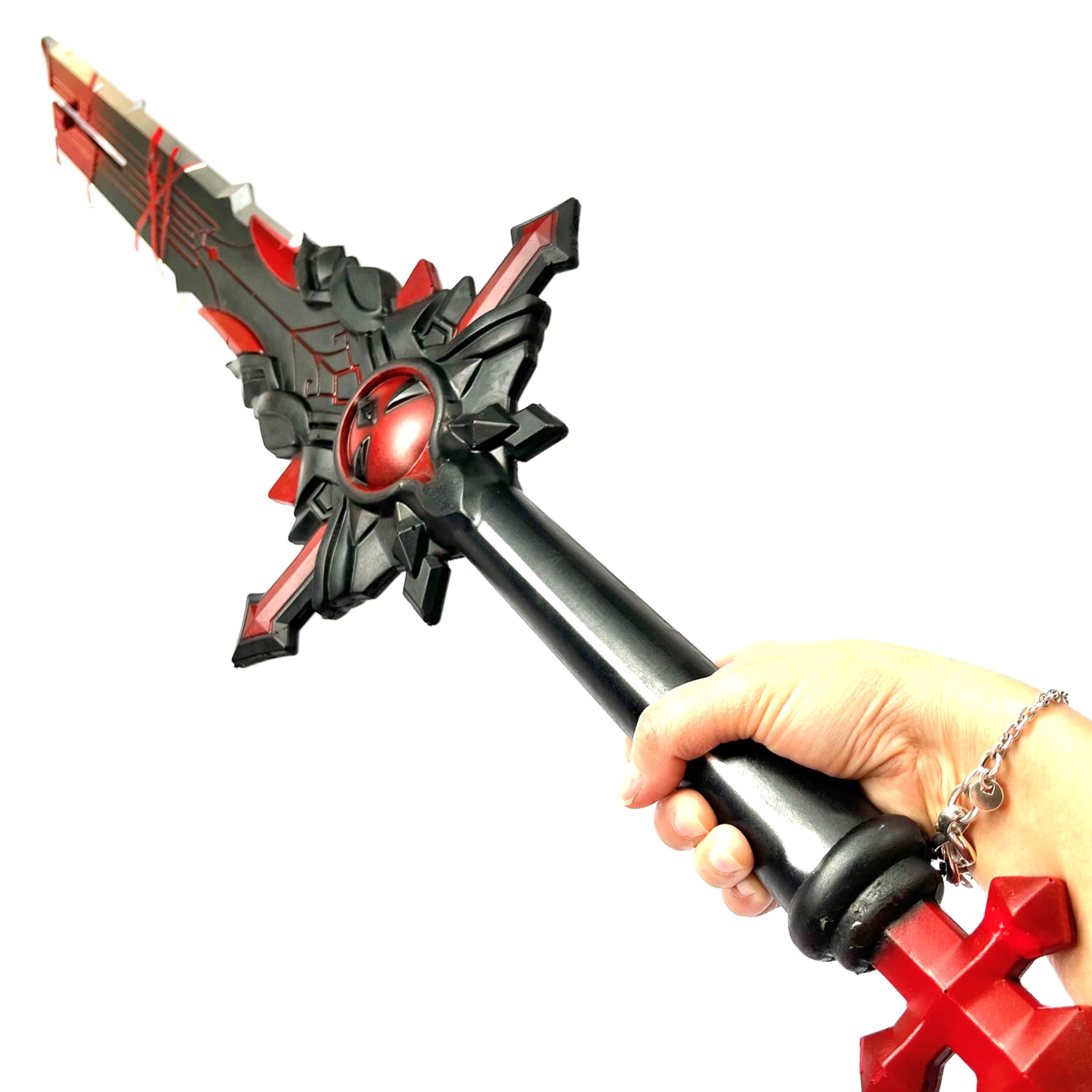 40-Inch High-Density Foam Sword - Wolf Gravestone Replica for Cosplay & Collectibles | Black & Red Fantasy Weapon | Perfect for Genshin Impact Cosplay, LARP Battles & Display Collections