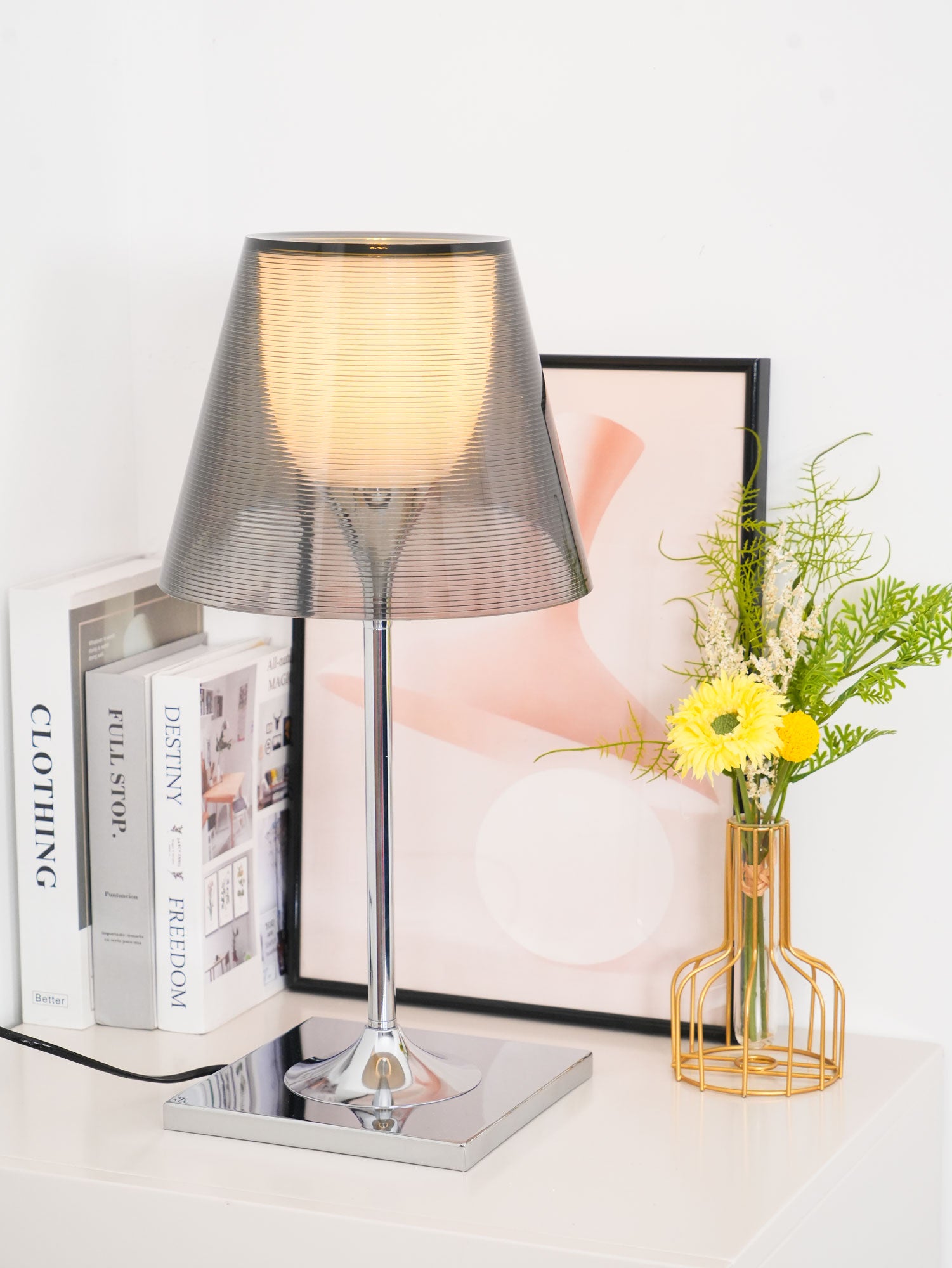 Chrome Prism Table Lamp - Modern LED Nightstand Light for Bedroom, Living Room & Office Decor - Perfect for Reading, Relaxing & Creating Ambient Lighting