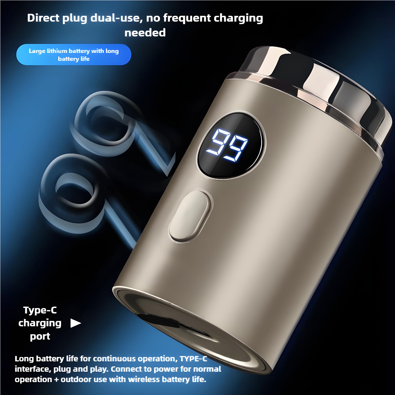 2025 New Mini Electric Shaver for Men - Portable Rechargeable Waterproof Travel Razor | Perfect for Daily Shaving & On-the-Go Grooming | Ideal Gift for Business Trips, Camping & Home Use (Gold)