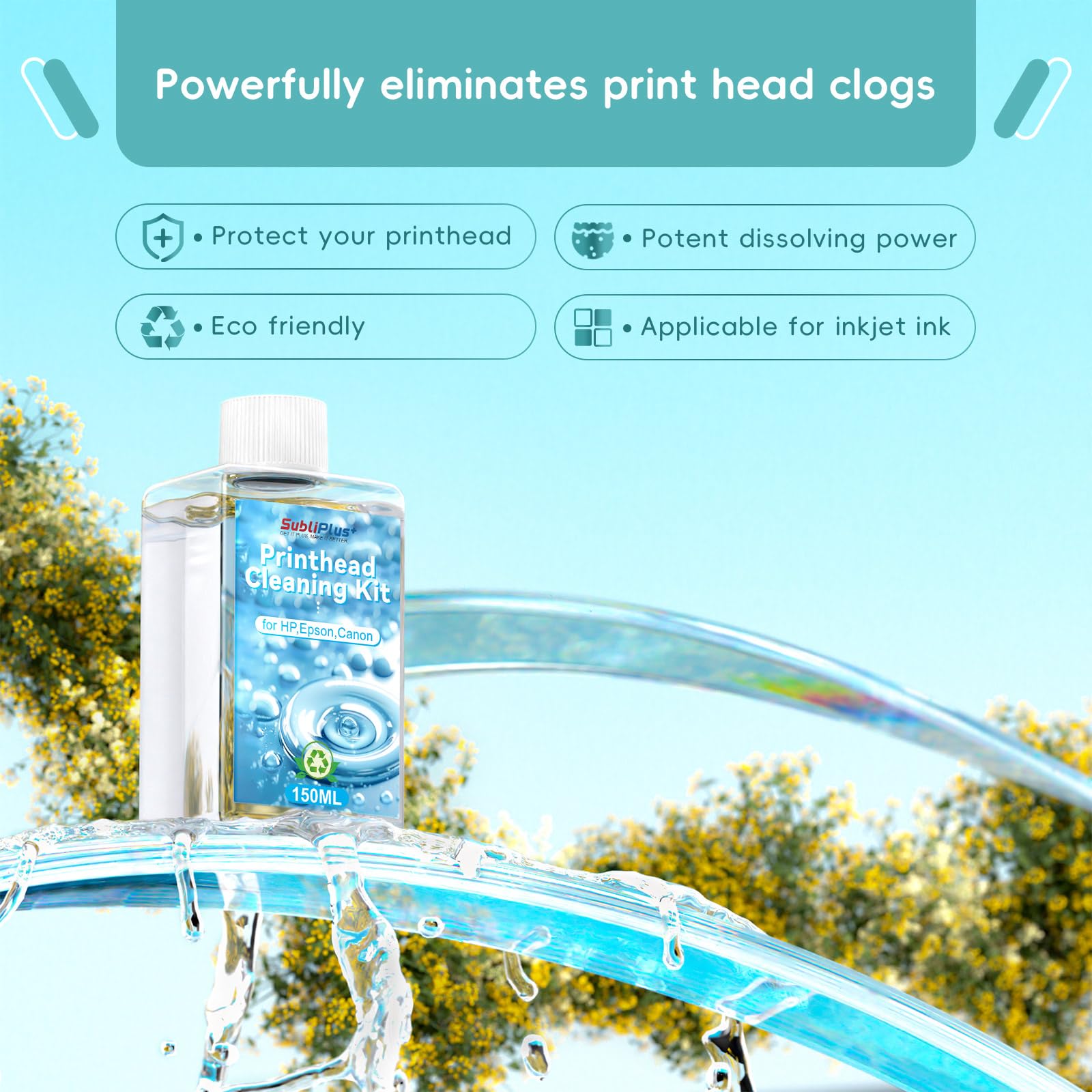 Epson Ecotank Printhead Cleaning Kit 150ml - Universal Printer Nozzle Cleaner Solution for HP Officejet Pro, Canon Pixma & More | Inkjet Printer Maintenance Kit for Clogged Nozzles - Perfect for Home Office & Small Business Printing Needs