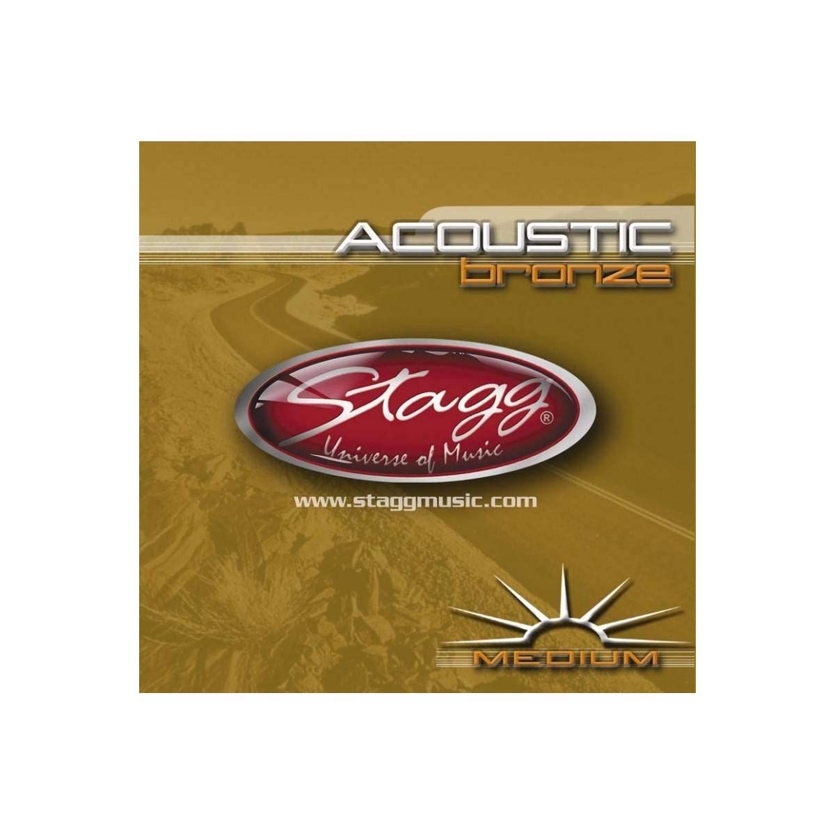 Stagg 13481 6-Pack Medium Bronze Acoustic Guitar Strings - Premium Sound Quality for Folk, Country & Rock Music Performances