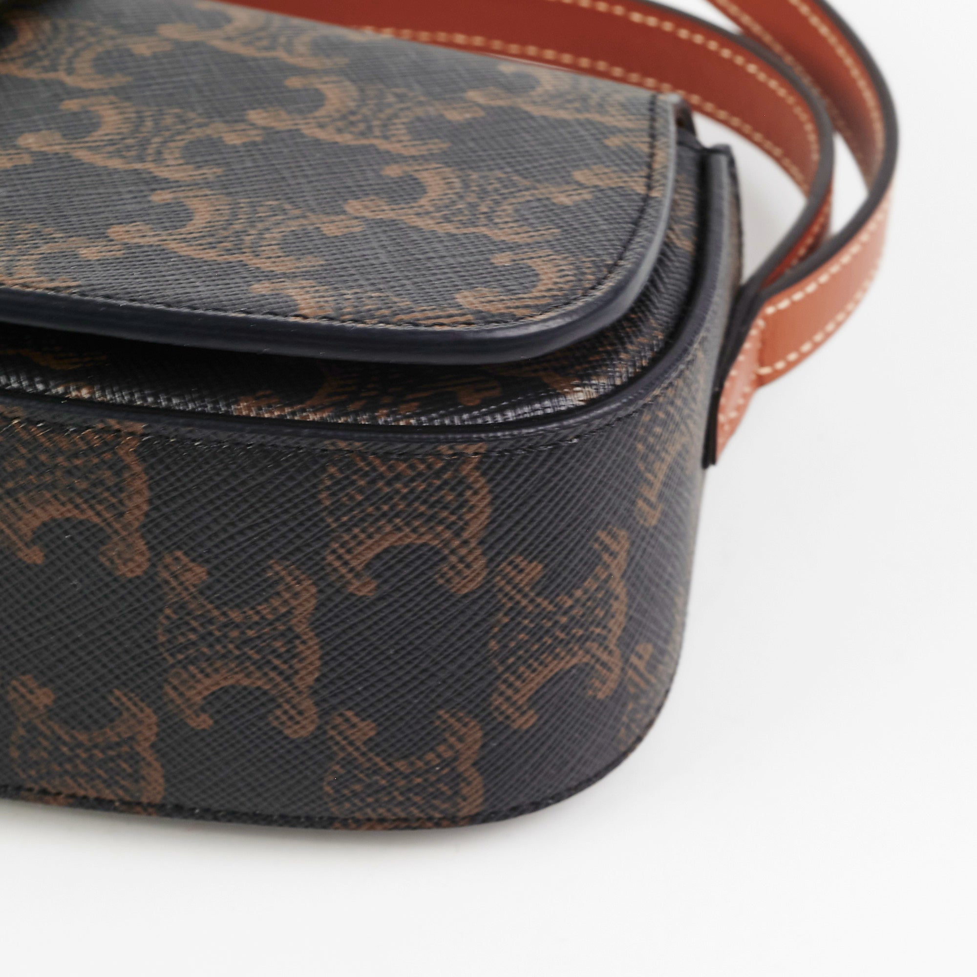 Celine Triomphe Calfskin Tan Clutch On Strap - Elegant Shoulder Bag for Women, Perfect for Evening Parties & Date Nights