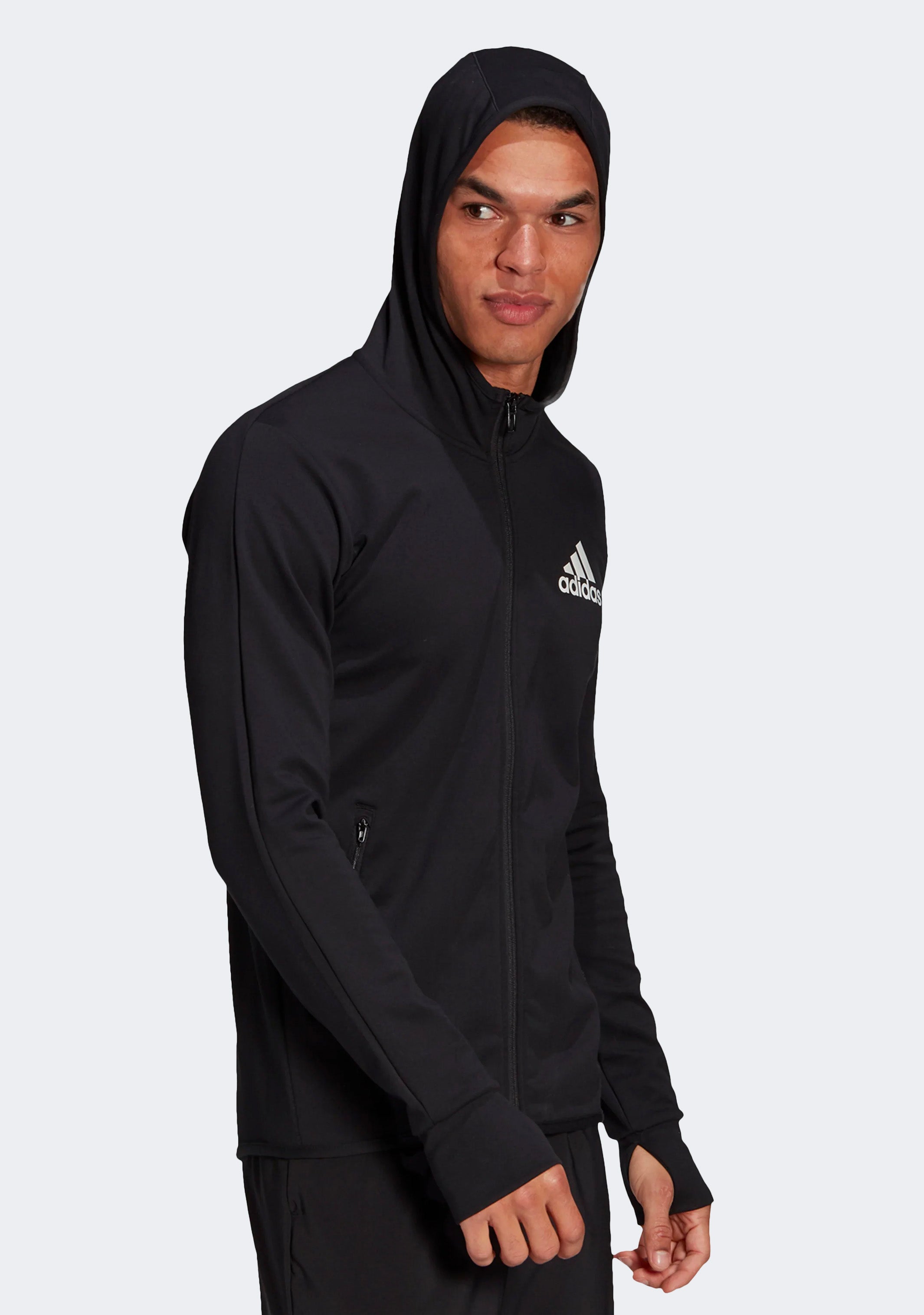 Adidas Men's Motion Full Zip Hoodie - Lightweight, Breathable & Comfortable for Running, Gym & Casual Wear