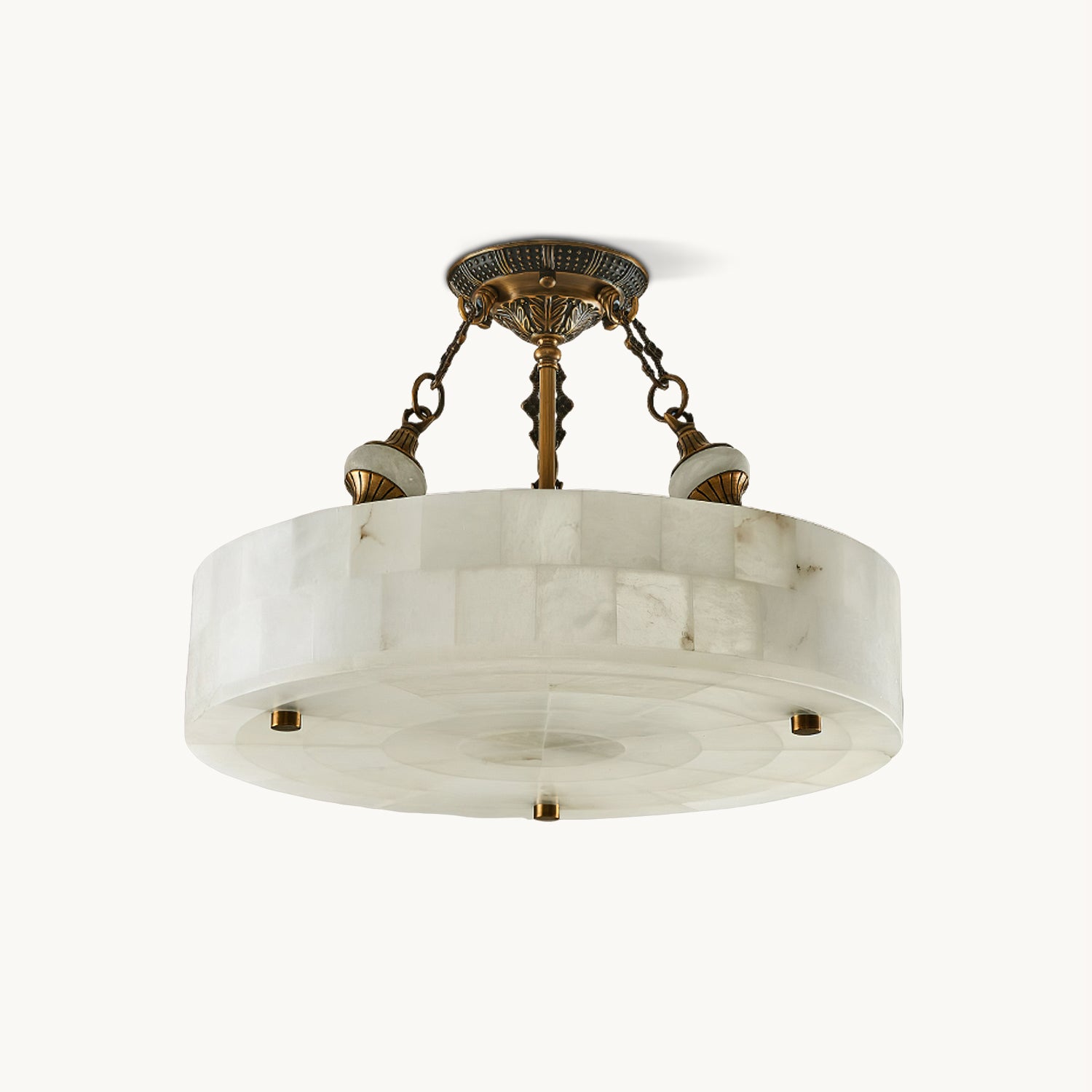 Modern Grid Round Alabaster Ceiling Light Fixture - Elegant White Dome Pendant for Living Room, Bedroom & Dining Room Lighting