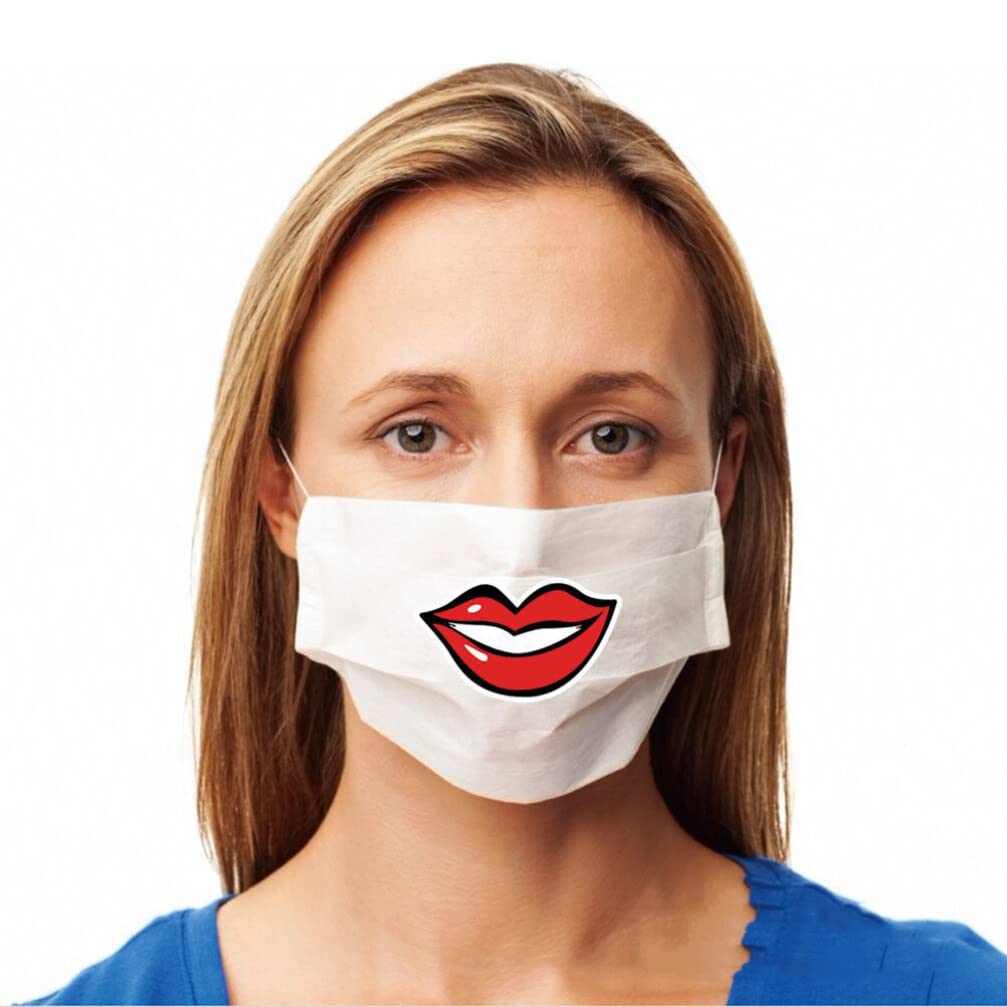 EXCLUZO 80Pcs Smile Face Stickers - Red Lips & Smiley Decals for Men, Women & Kids - Perfect for Service Industry, Parties & Social Events