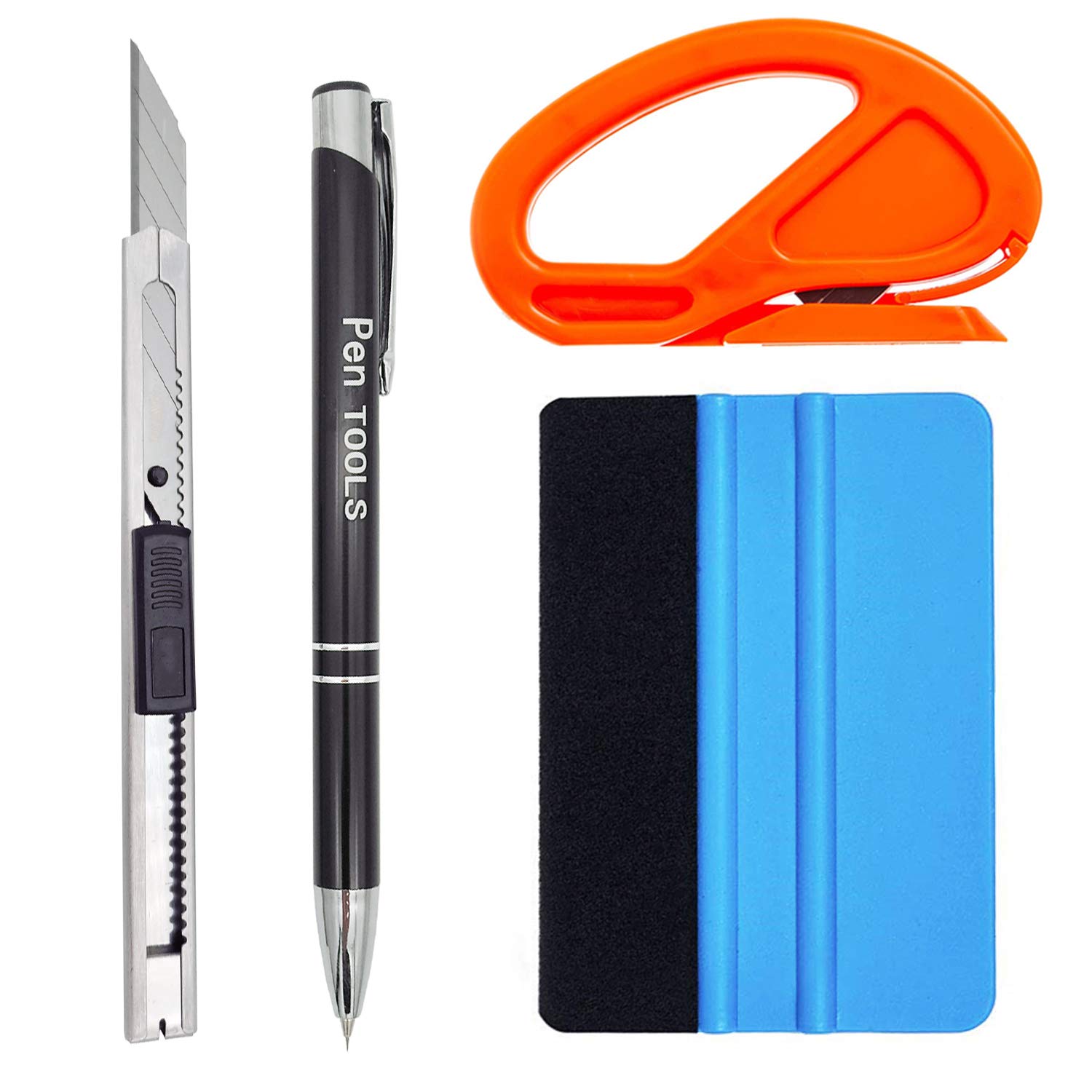 Professional Vinyl Wrap Installation Tool Kit - Window Film Tint Tools with Air Release Pen, Retractable Utility Knife, Vinyl Knife & Felt Squeegee for Car Wrapping & Window Tinting | Perfect for DIY Auto Wraps, Decal Installation & Home Window Tinting Projects