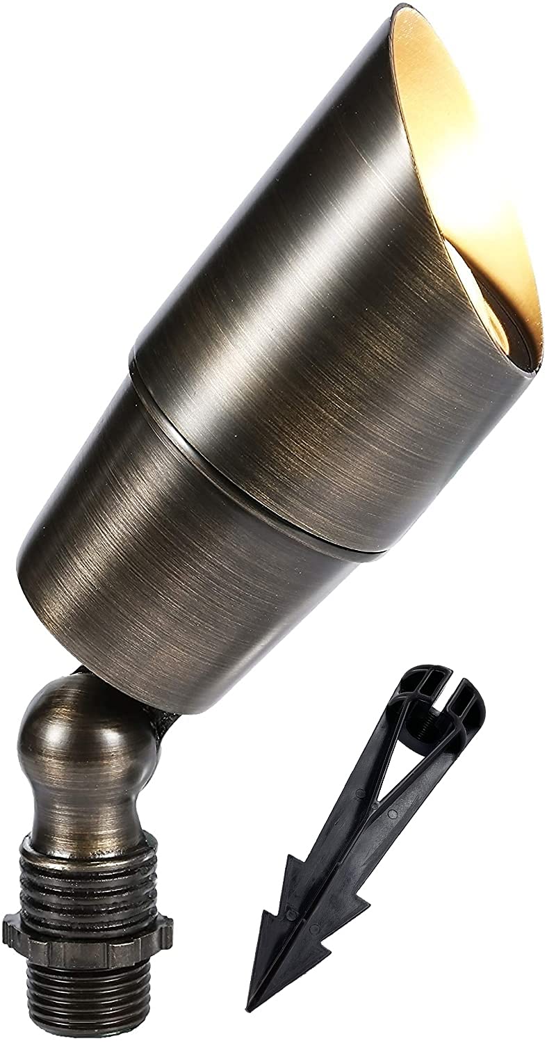 Outdoor LED Spot Lights - Solid Brass Landscape Lighting for Yard, Garden, Patio & Pool Areas | Energy-Efficient, Weatherproof Security Lights | Perfect for Pathway, Deck & Architectural Illumination (Bulb Not Included)