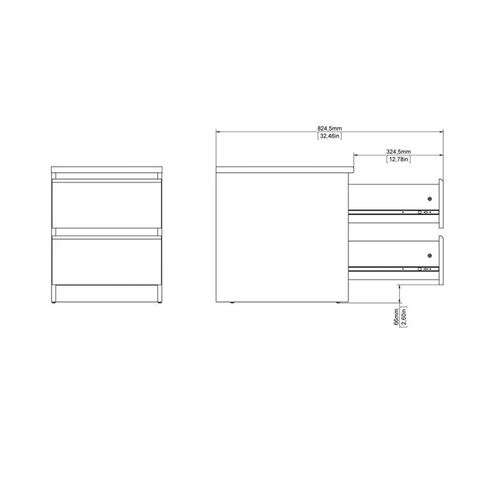 Home Square 2-Piece White High Gloss Wood Bedroom Set - 2-Drawer Nightstand & 6-Drawer Dresser | Perfect for Modern Bedrooms, Guest Rooms & Small Spaces