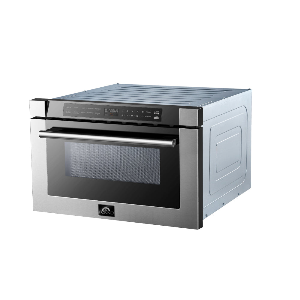 24 Inch Forno Built-In Microwave Drawer 1.2 Cu.Ft (FMWDR3000 24) - Under Counter Installation for Modern Kitchens & Small Spaces