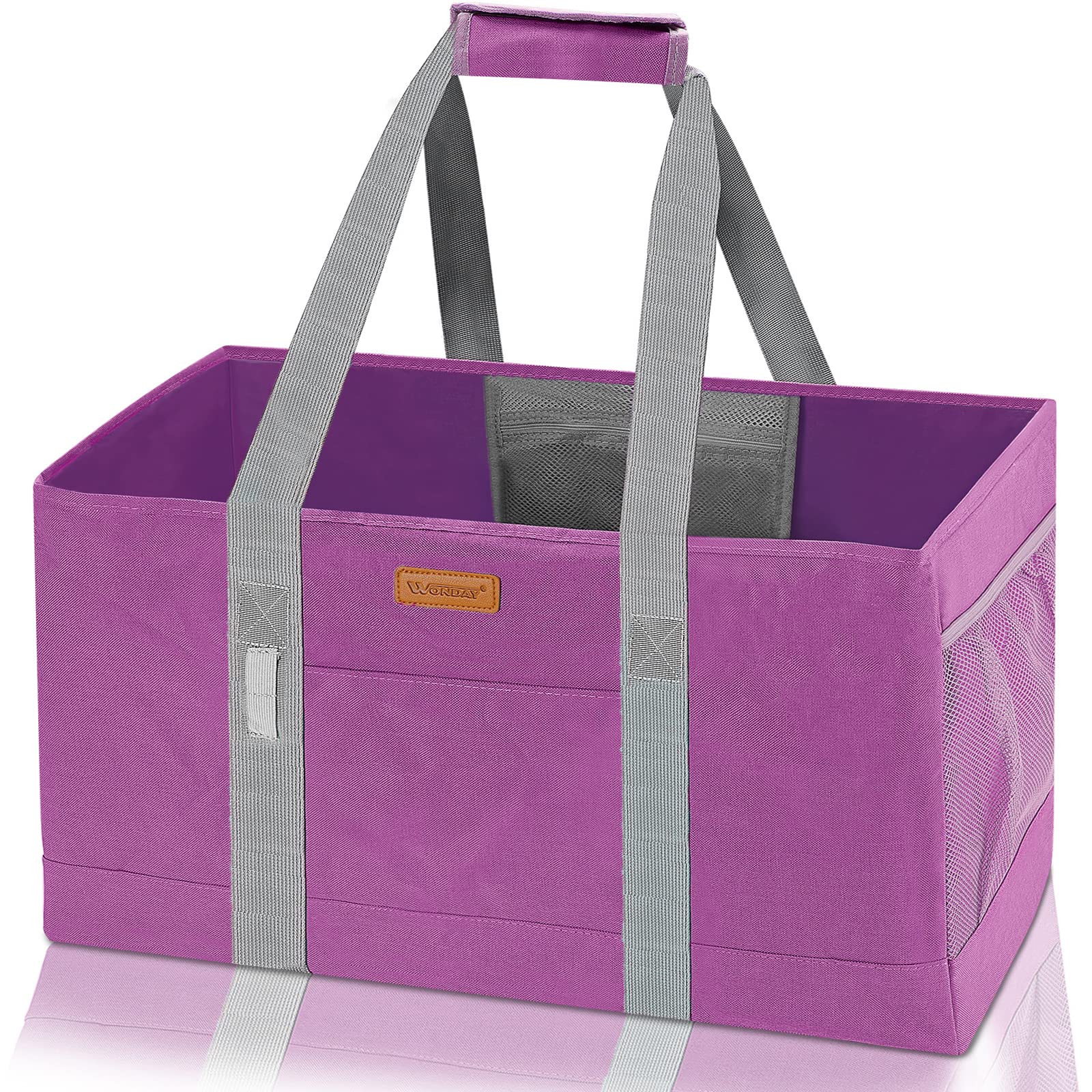 WONDAY Extra Large Reusable Grocery Bags - Foldable Utility Tote for Women, Heavy Duty Shopping Bags for Groceries, Storage, Picnic, Beach & Pool | Perfect for Eco-Friendly Shopping, Travel & Outdoor Activities (Rose Red)