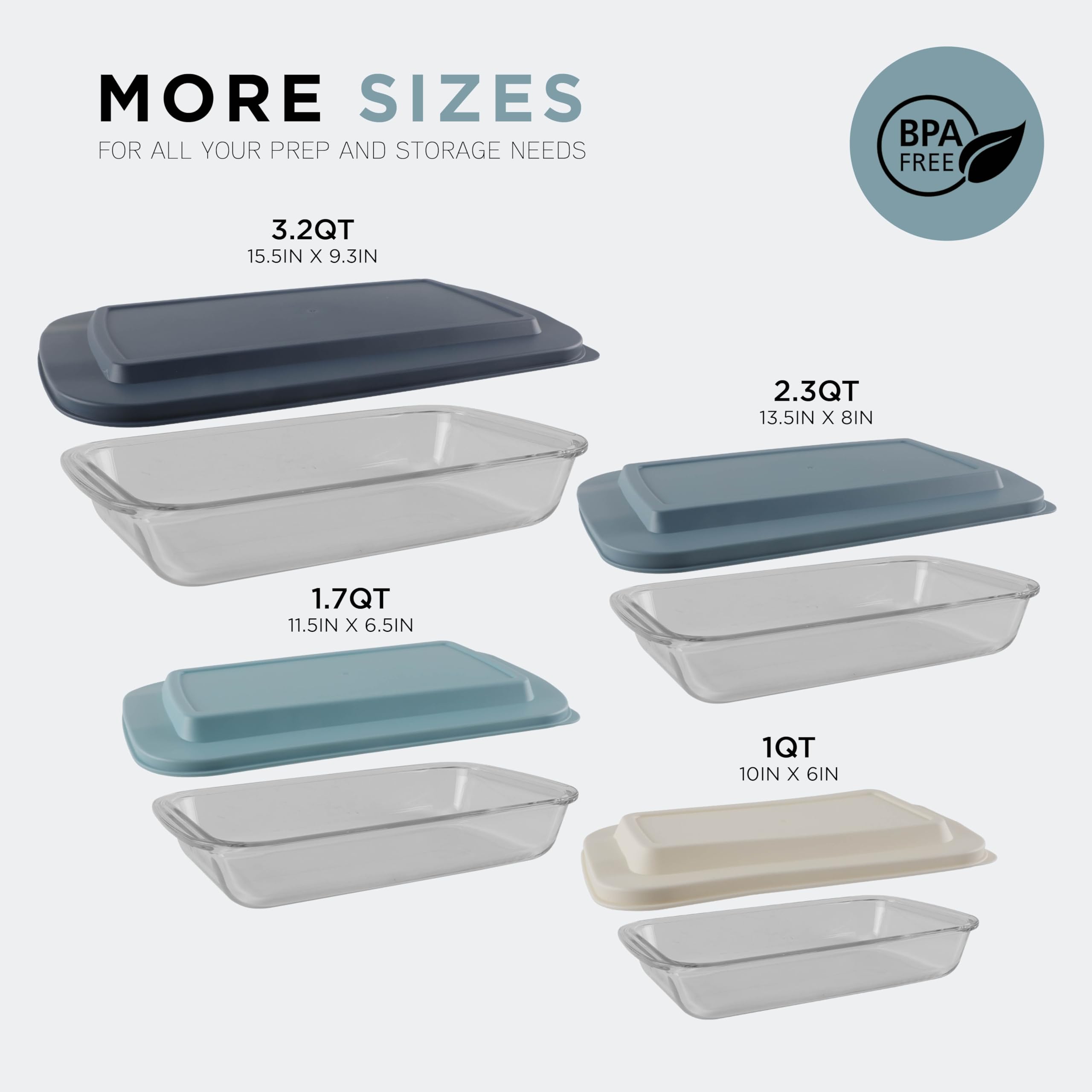 8-Piece Colorful Glass Baking Dish Set with Lids - Oven, Freezer & Microwave Safe Deep Casserole Dishes & Food Storage Containers | Perfect for Meal Prep, Leftovers & Holiday Cooking
