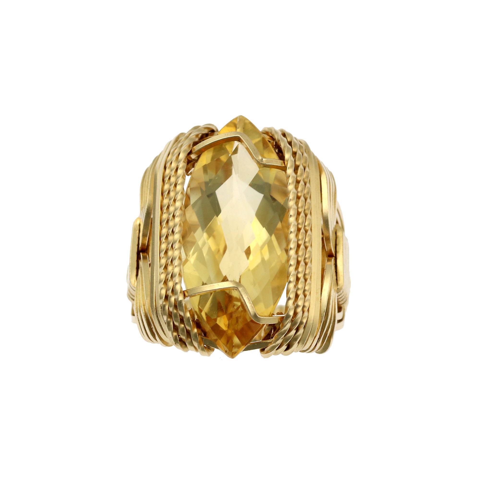 14K Gold Filled Citrine Marquise Cut Cocktail Ring – Elegant Statement Jewelry for Parties, Weddings & Special Occasions