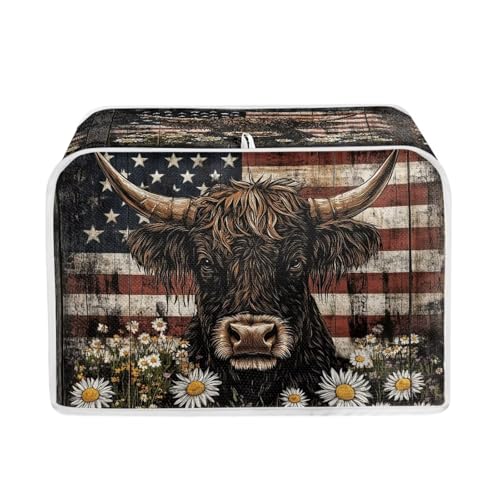 Highland Cattle Daisy American Flag