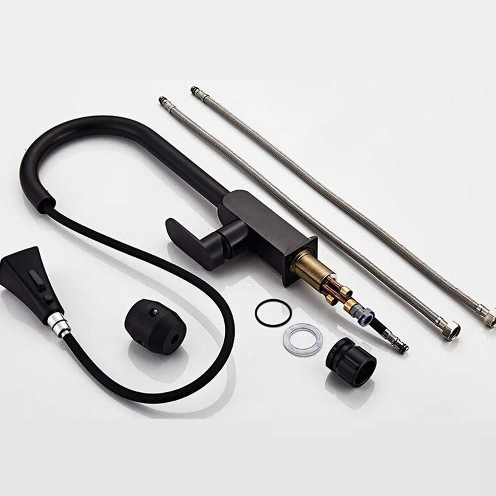 Black Kitchen Faucet with Pull Down Sprayer - 360° Swivel, Hot & Cold Water, Telescopic Design - Perfect for Modern Sinks, Dishwashing, and Food Prep