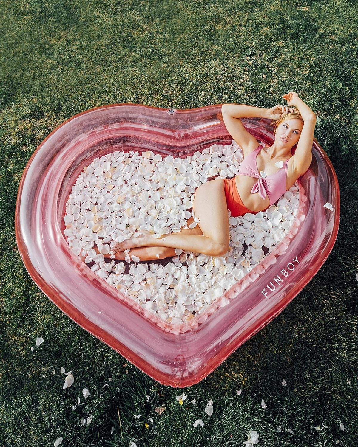 FUNBOY Giant Inflatable Luxury Clear Pink Heart Kiddie Pool - Perfect for Ball Pits, Swimming, Summer Pool Parties & Beach Fun | Year-Round Outdoor & Indoor Use for Kids & Toddlers