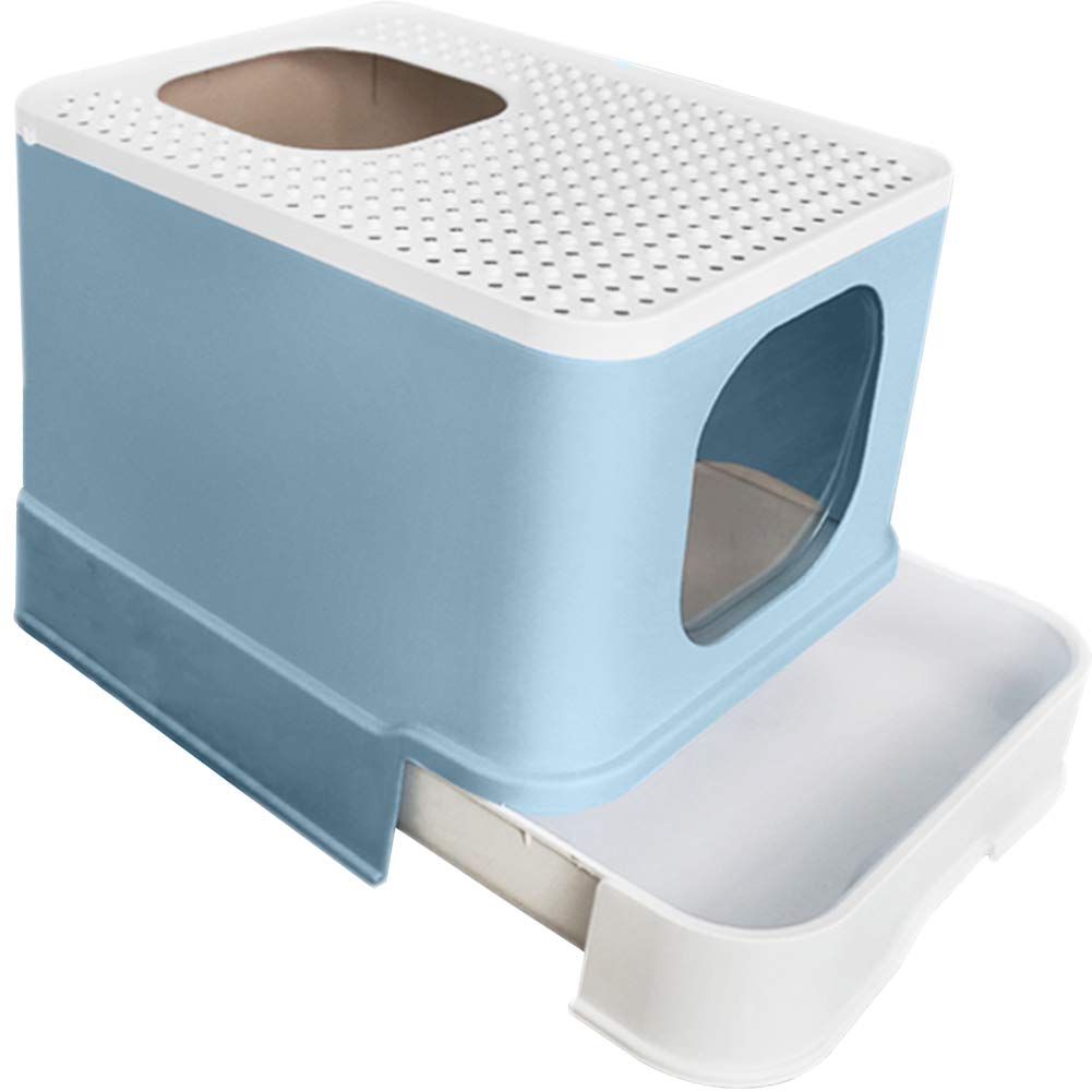 Self-Cleaning Enclosed Cat Litter Box with Lid & Detachable Drawer - Large Square Pet Toilet with Front Entry & Top Exit, Includes Litter Scoop | Odor Control for Small Spaces & Multi-Cat Homes