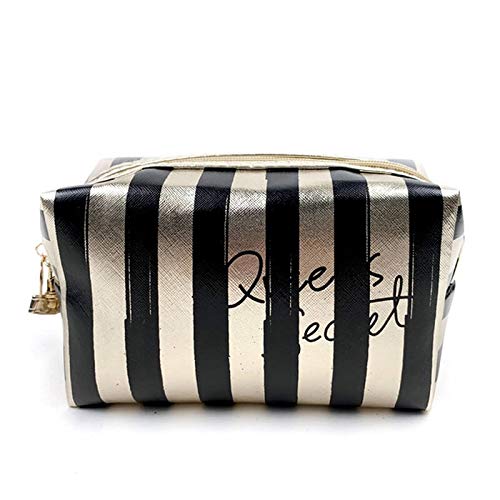 Awestuffs Women's Makeup Bag Travel Cosmetic Organizer Pouch - Waterproof & Spacious for Toiletries, Cosmetics, Jewelry - Perfect for Travel, Gym, Daily Use (Black)