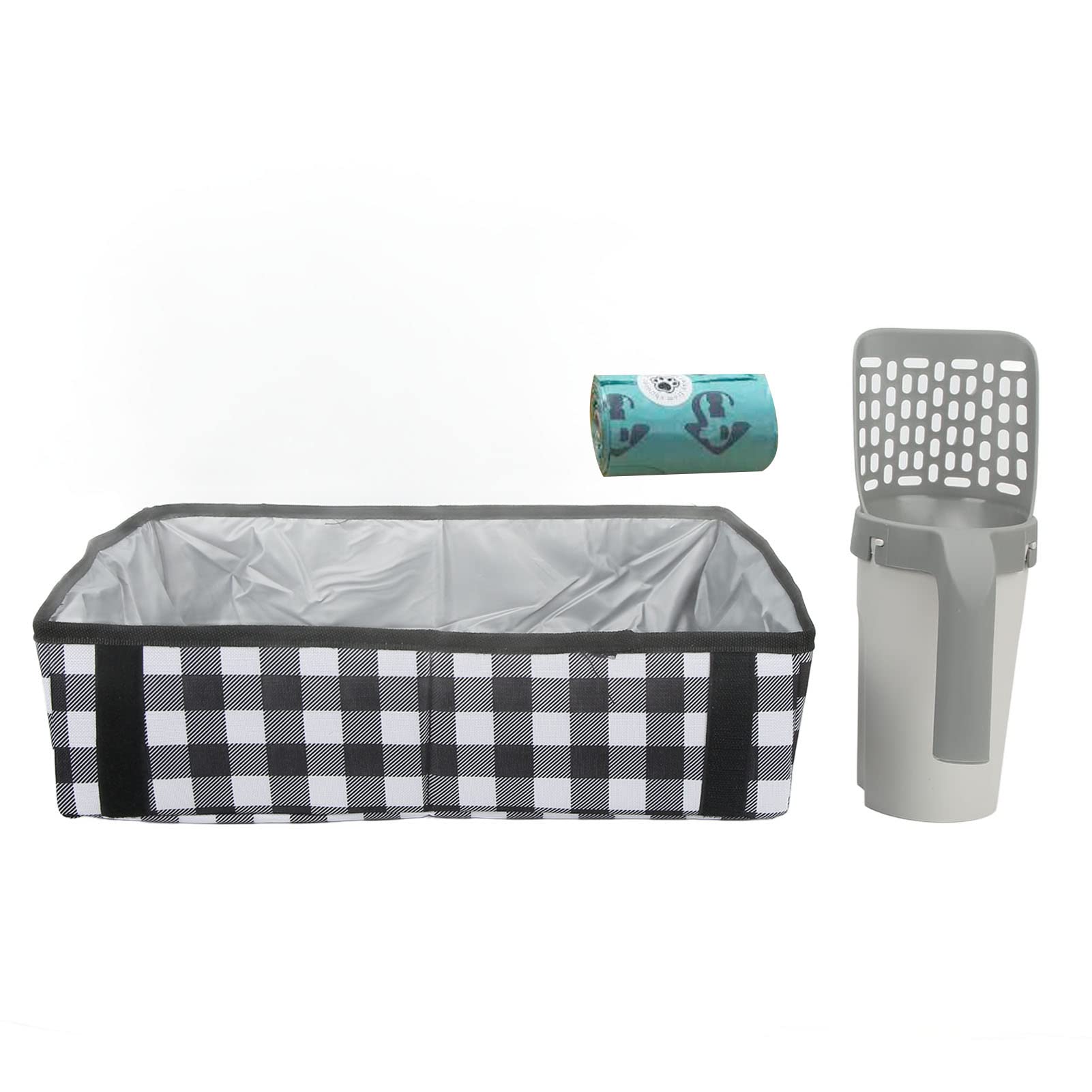 Zerodis Portable Foldable Cat Litter Box with Scoop - Travel Litter Tray for Indoor & Outdoor Use - Perfect for Home, Car, Camping & Vacation