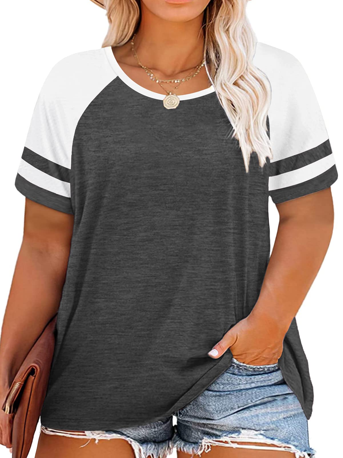 ROSRISS Women's Plus-Size Summer Casual Short Sleeve T-Shirts - Loose Fit Tunic Tops for Everyday Wear | Perfect for Beach, Shopping & Relaxing Outfits