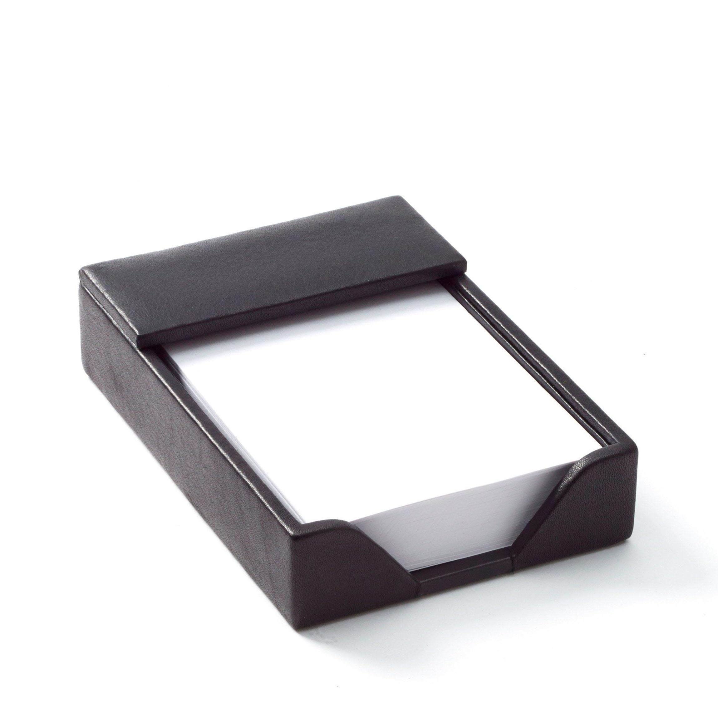 Leatherology Black Onyx Classic Leather Memo Pad Holder - Premium Office Organizer for Notes & Business Cards | Perfect for Desk Accessories, Executive Gifts & Professional Workspaces