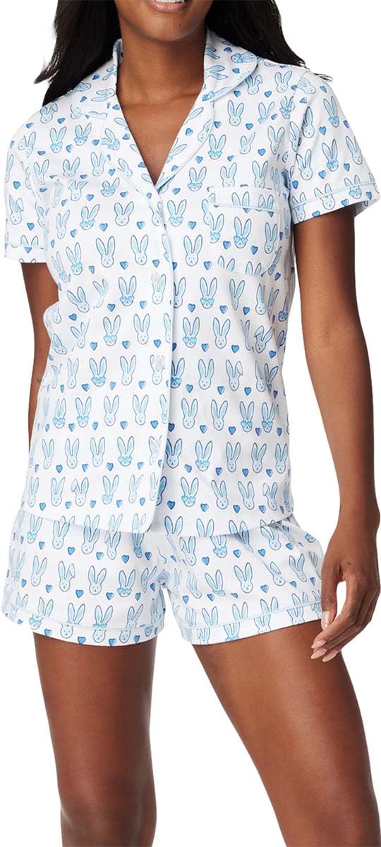 Trendy Y2K Monkey Print Pajama Set for Women - 2 Piece Button Front Sleepwear with Shirt & Boxer Shorts | Cute Lounge Outfit for Sleepovers, Girls Night & Relaxing at Home