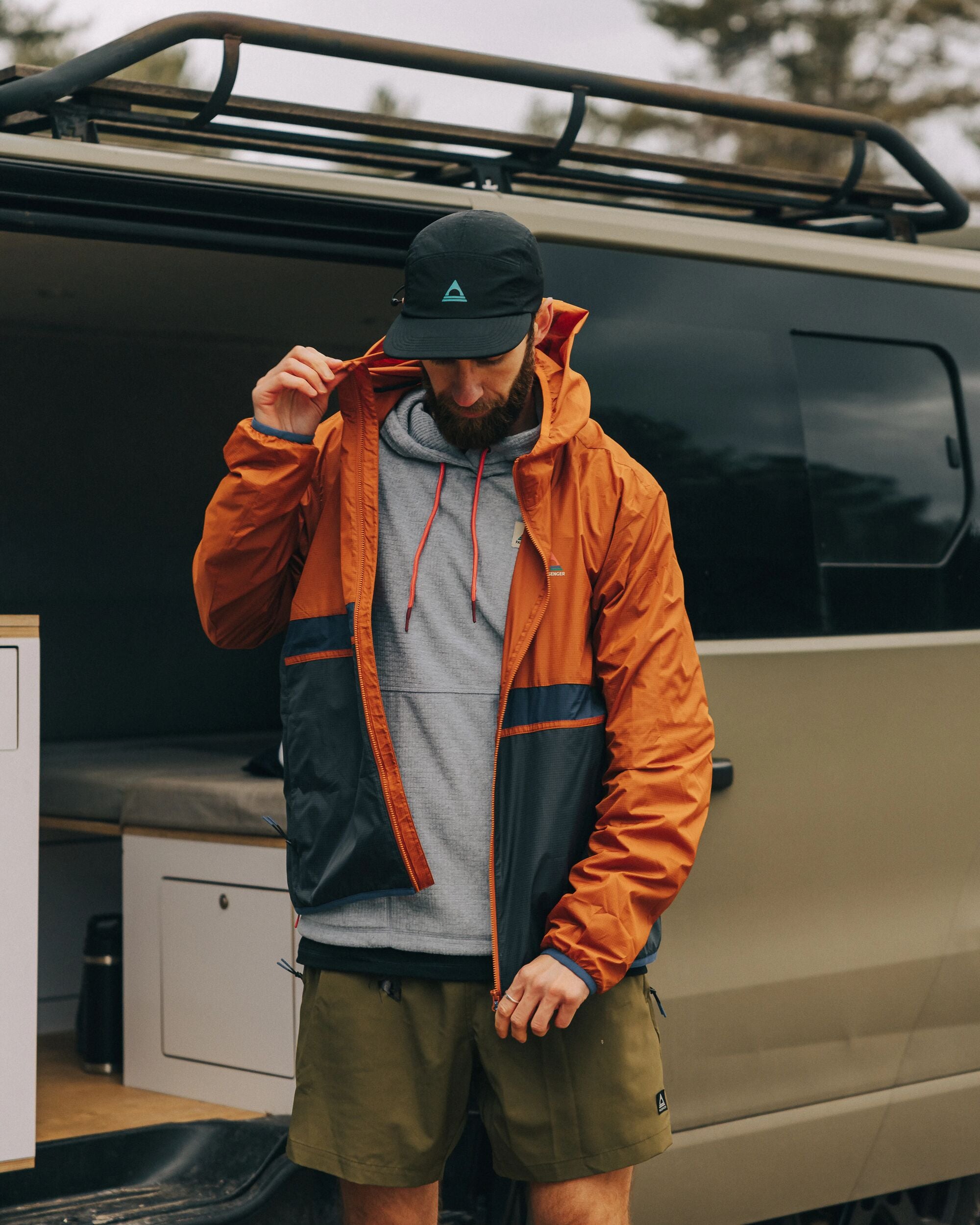 Gusto Recycled Windshell Jacket - Lightweight Water-Resistant Windbreaker for Men & Women | Sunset Orange/Charcoal | Perfect for Hiking, Running & Outdoor Adventures