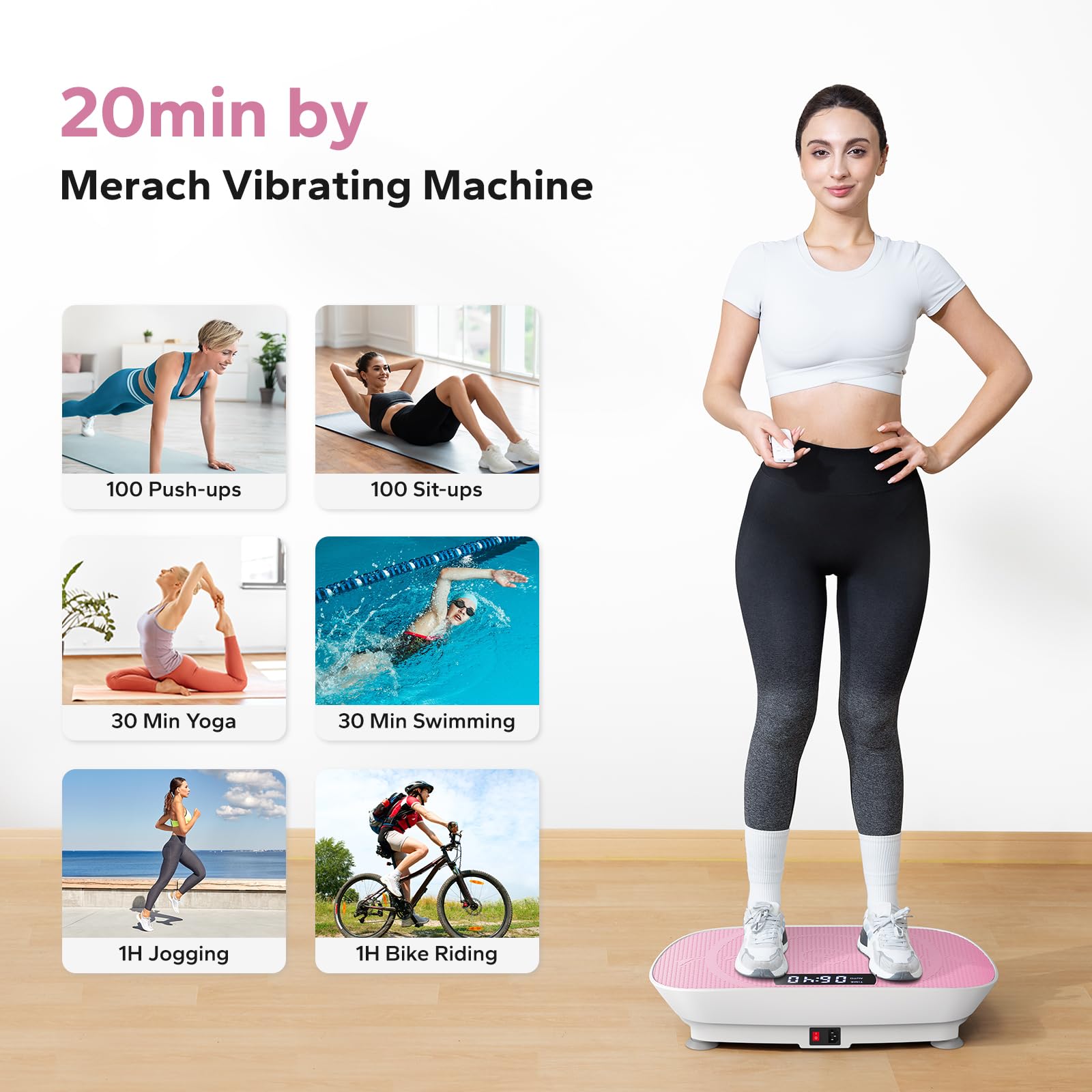 MERACH Vibration Plate Exercise Machine - Whole Body Workout Equipment with Bluetooth & Silicone Pedal for Women | Lymphatic Drainage & Weight Loss | Home Gym Fitness Platform for Toning & Relaxation