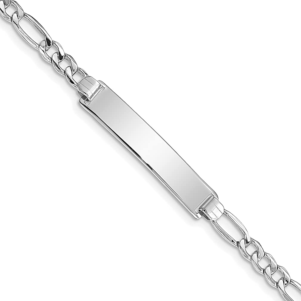 14K White Gold Figaro Link Bracelet for Women - 8 Inch Dainty Chain Jewelry - Perfect Gift for Her - Ideal for Weddings, Anniversaries & Special Occasions