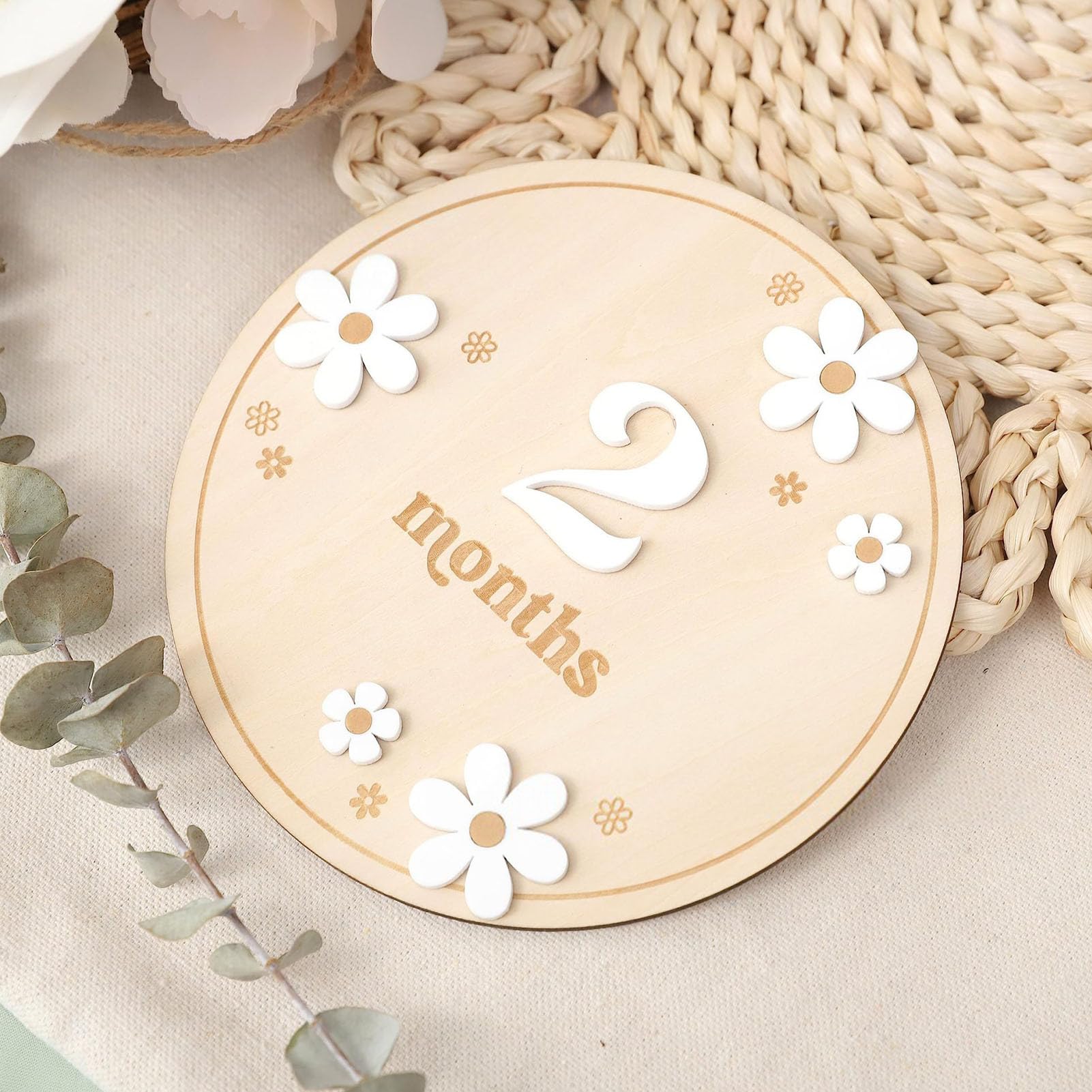 Wooden Baby Monthly Milestone Markers - Natural Wood Baby Month Board for Photo Props, Nursery Decor & Newborn Keepsake - Perfect for 1st Birthday, Monthly Photos & Baby Shower Gifts