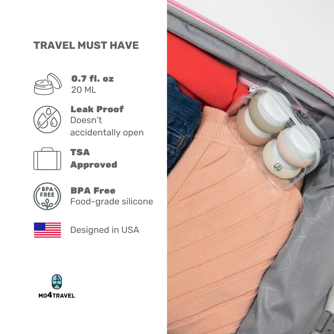 0.7 fl oz (20ml) Silicone Travel Jars - TSA Approved Leak-Proof Cream Containers for Toiletries | Portable Mini Cosmetic Jars for Makeup, Skincare & Haircare | Perfect for Airplane Travel, Gym, Camping & Vacation (Apricot)