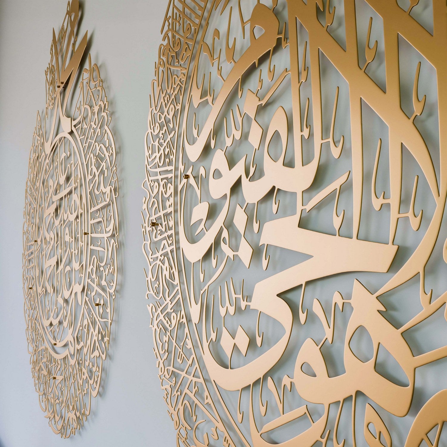 Ayatul Kursi & Allahumma Salli Barik Dua Set - Matte Metal Islamic Wall Art Decor for Home, Mosque & Office - Spiritual Gift for Muslim Families