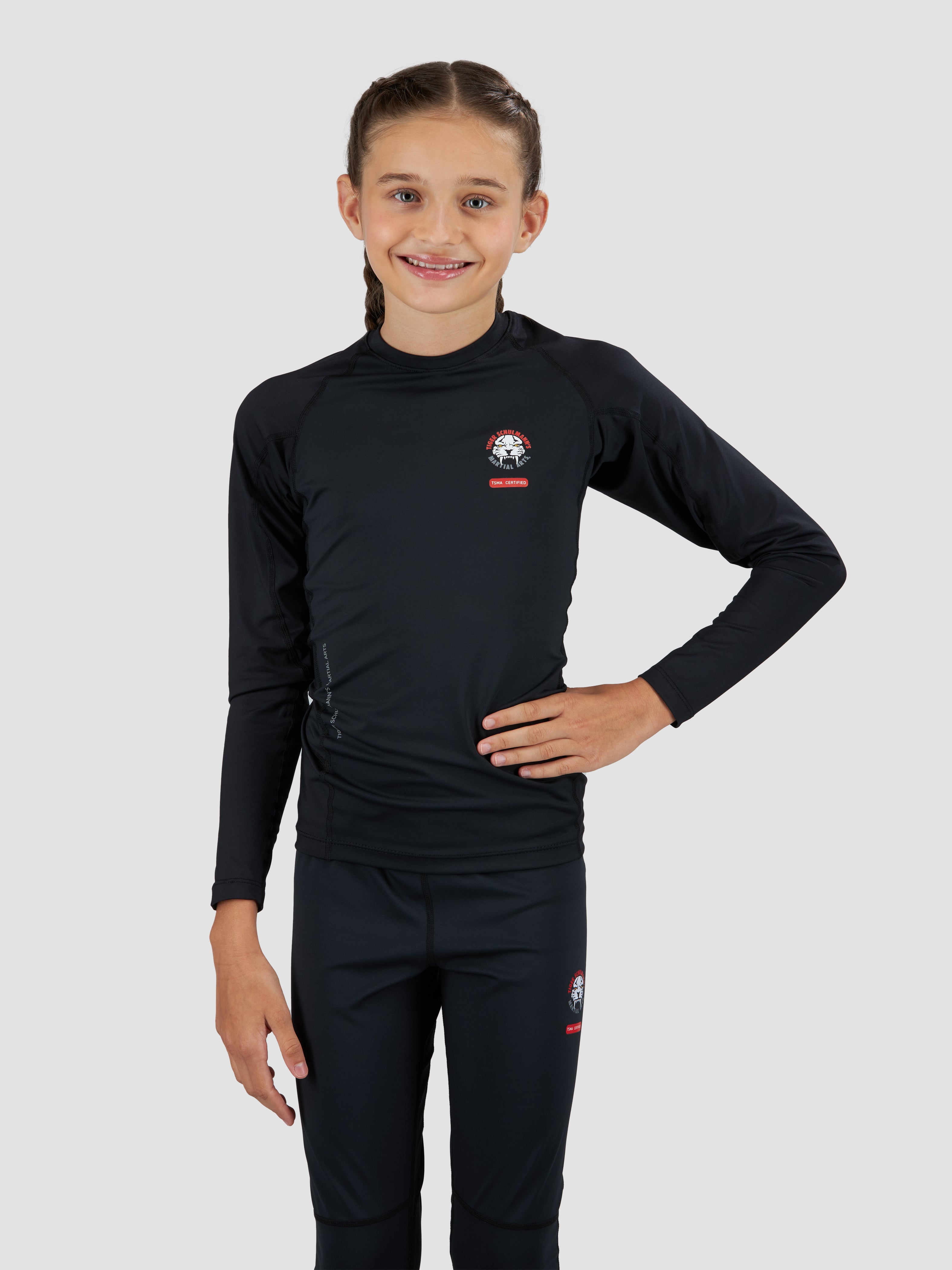 Rebel Kids Rashguard - UPF 50+ Sun Protection Swim Shirt for Boys & Girls - Black Quick-Dry Performance Top for Swimming, Surfing & Beach Activities